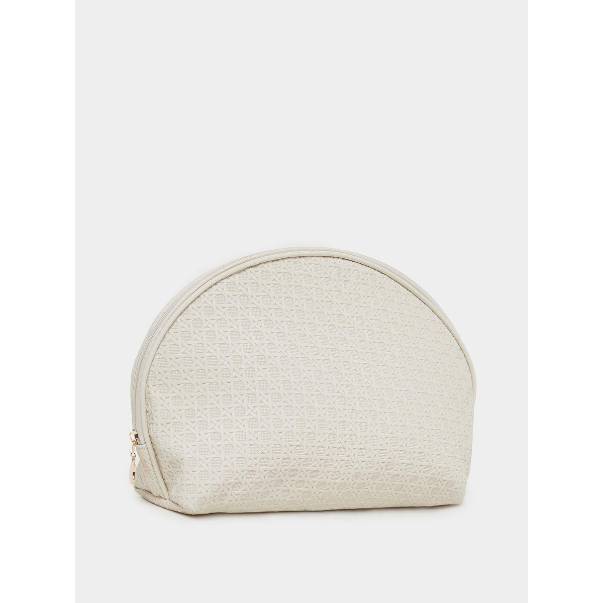 Styli Ratan Weave Design Half Moon Shaped Washbag with Zip Closure-women-bagsandwallets-handbags-image-1