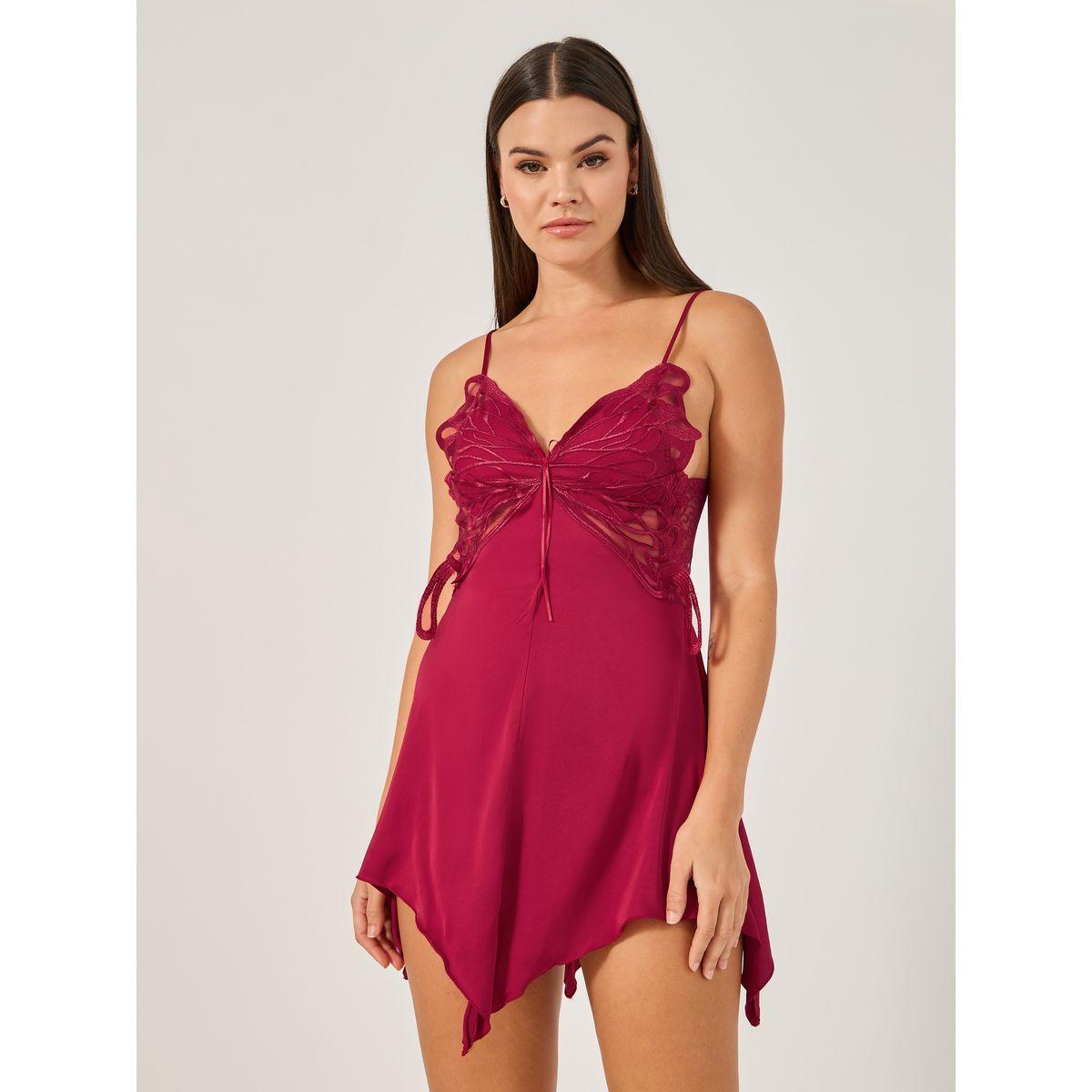 بيبي دول مزين بفراشة مع حافة كشكش-women-clothing-lingerie-babydollsandbodysuits-image-1