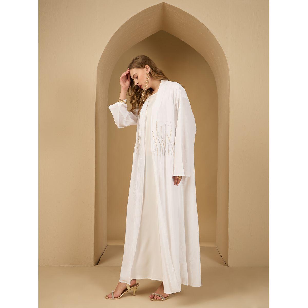 أميرة x ستايلي عباية بتفاصيل مُنمقة مع فستان ساتان ووشاح-women-arabicclothing-abayas-image-4