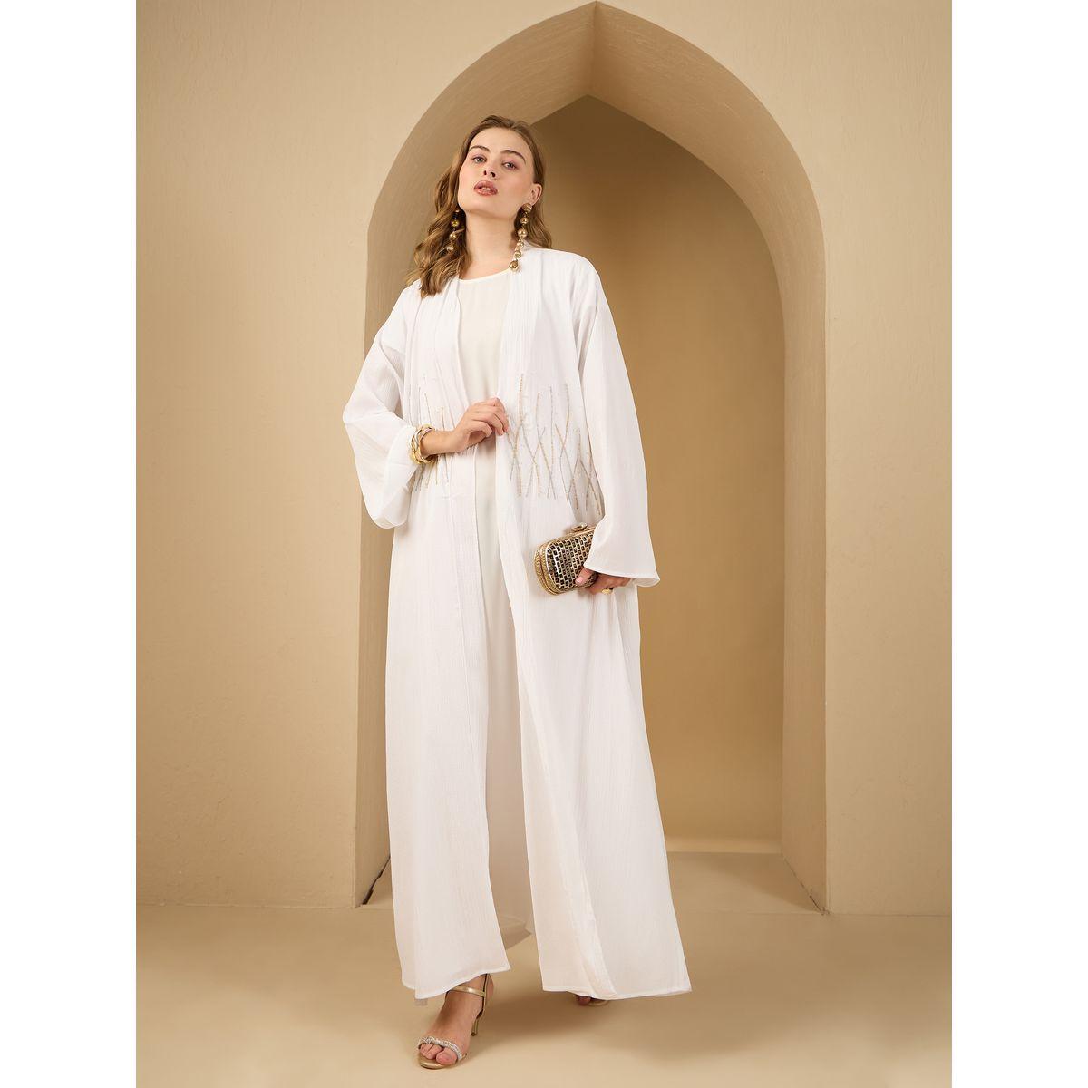 أميرة x ستايلي عباية بتفاصيل مُنمقة مع فستان ساتان ووشاح-women-arabicclothing-abayas-image-7