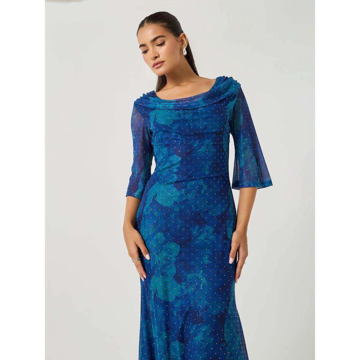 فستان ميدي بحافة ميرميد وأكمام بنمط جرس-women-clothing-dresses-image-3