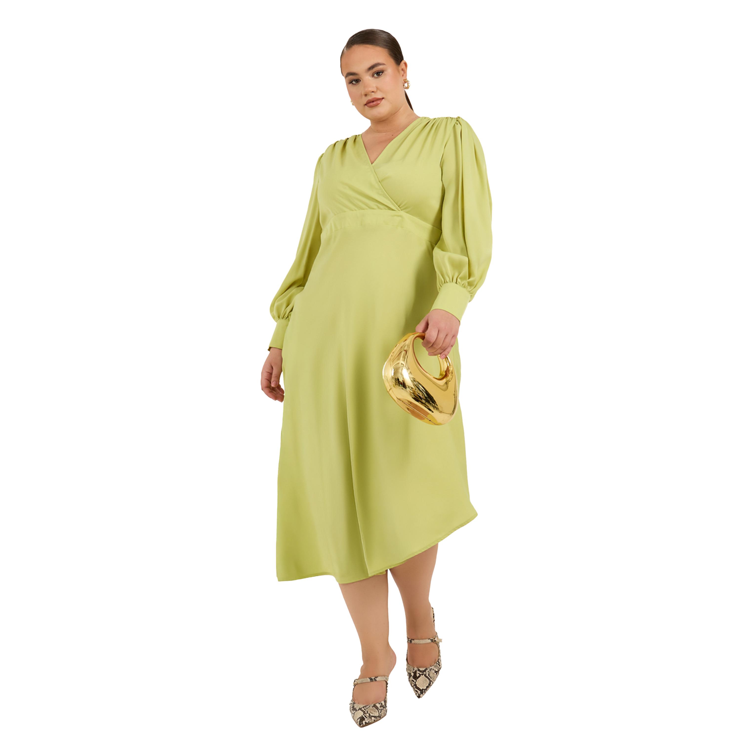 Styli Plus Size Plain Long Sleeves A-Line Midi Dress-women-clothing-dresses-image-1
