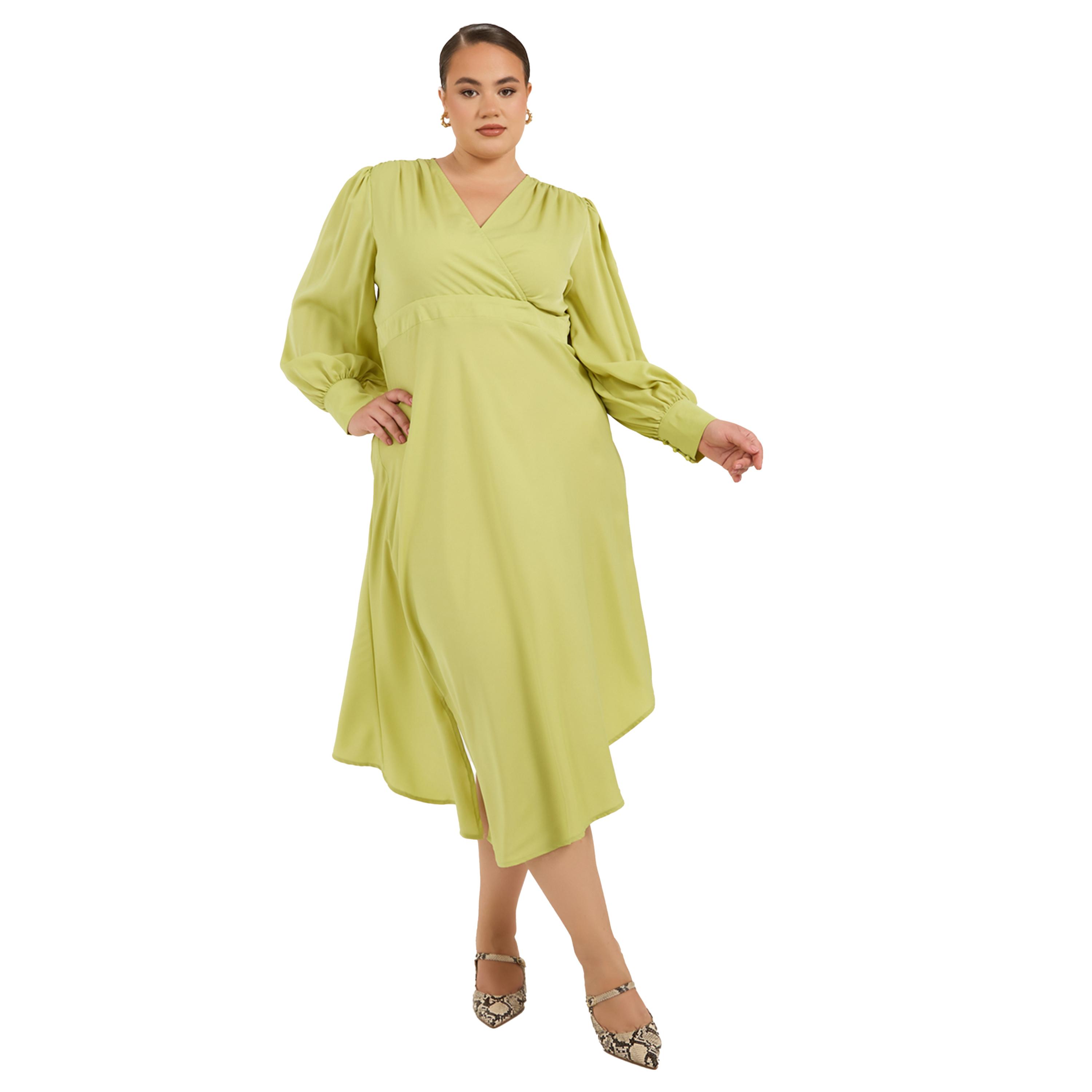 ستايلي - فستان ميدي بأكمام طويلة على شكل حرف A ومقاس كبير-women-clothing-dresses-image-2