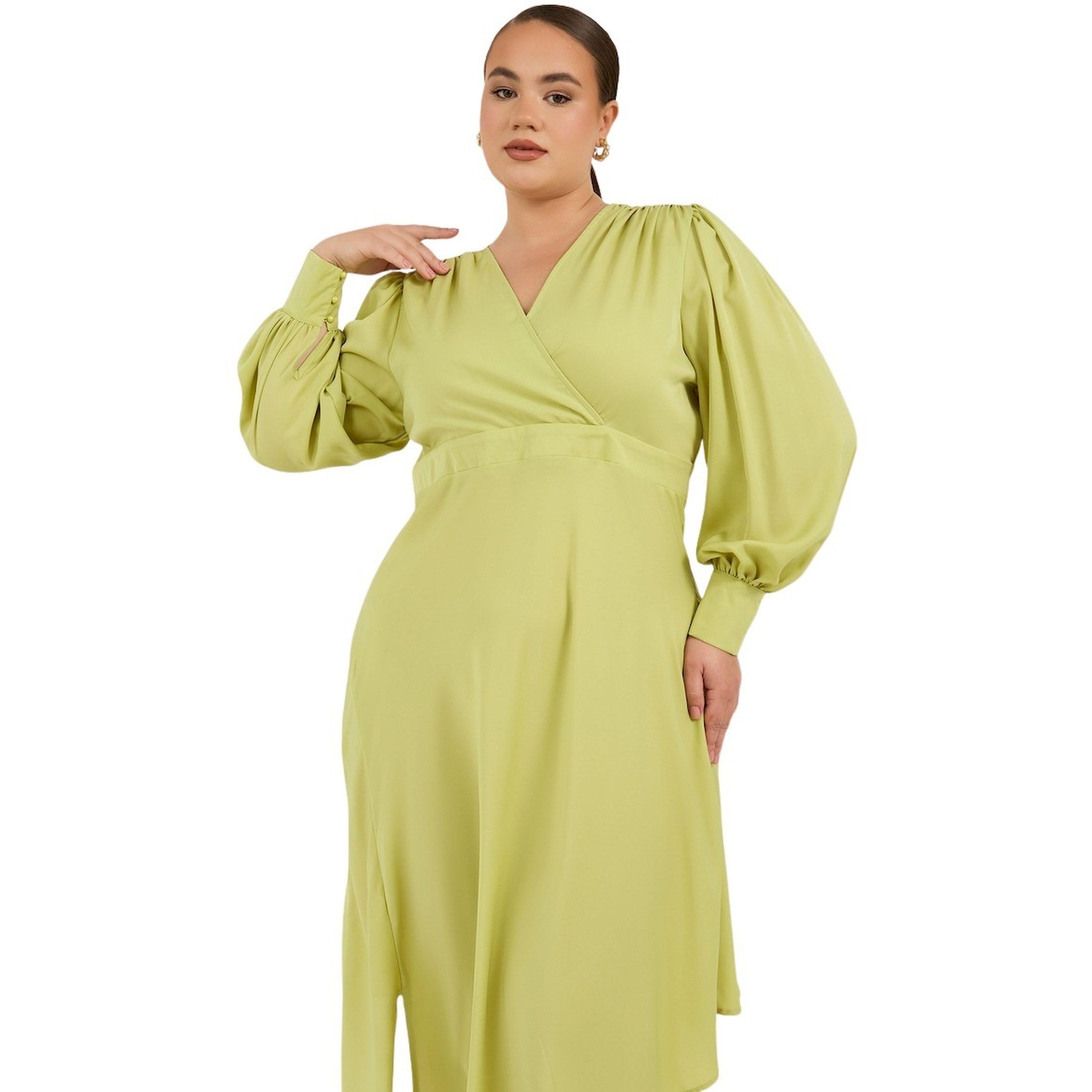 ستايلي - فستان ميدي بأكمام طويلة على شكل حرف A ومقاس كبير-women-clothing-dresses-image-3