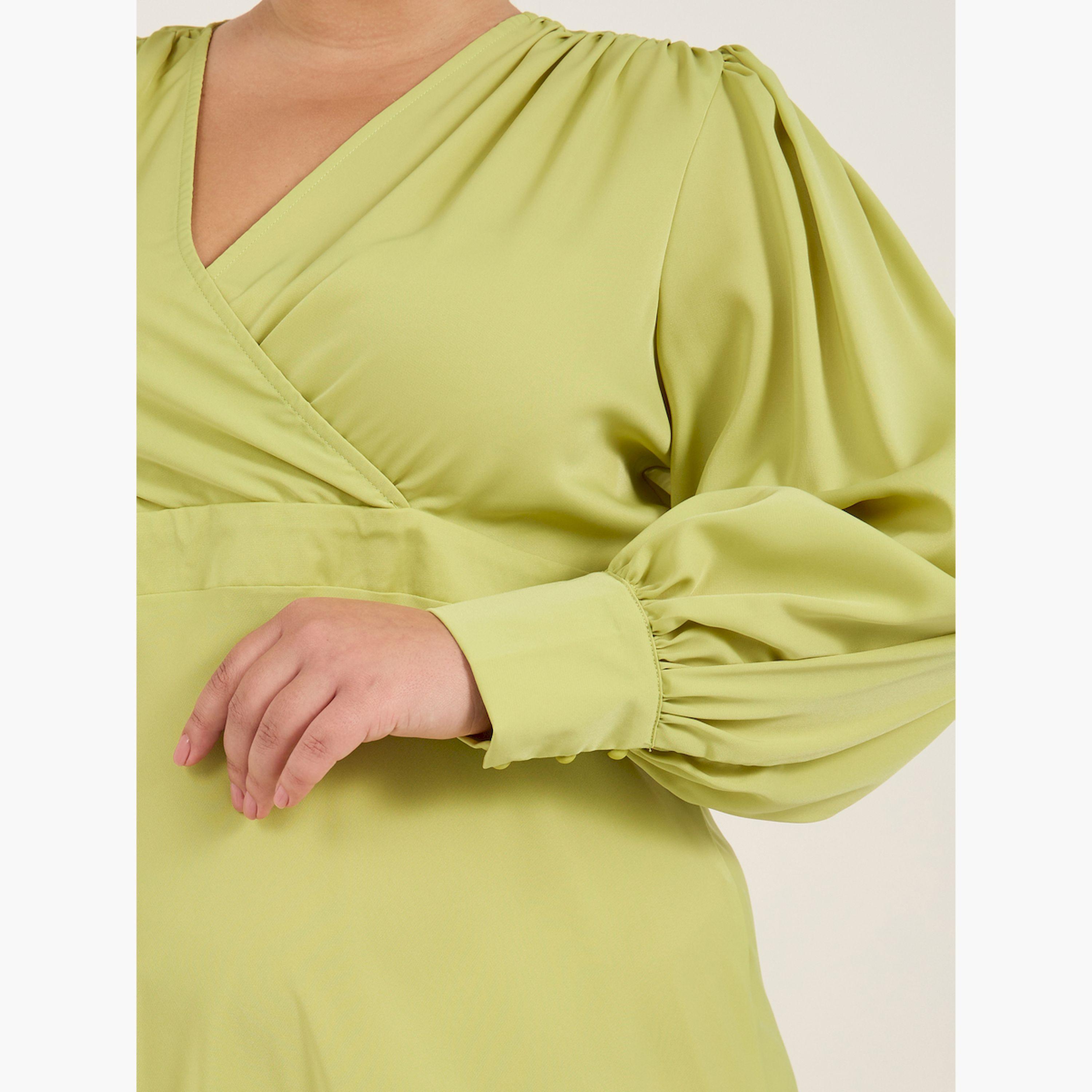 ستايلي - فستان ميدي بأكمام طويلة على شكل حرف A ومقاس كبير-women-clothing-dresses-image-4