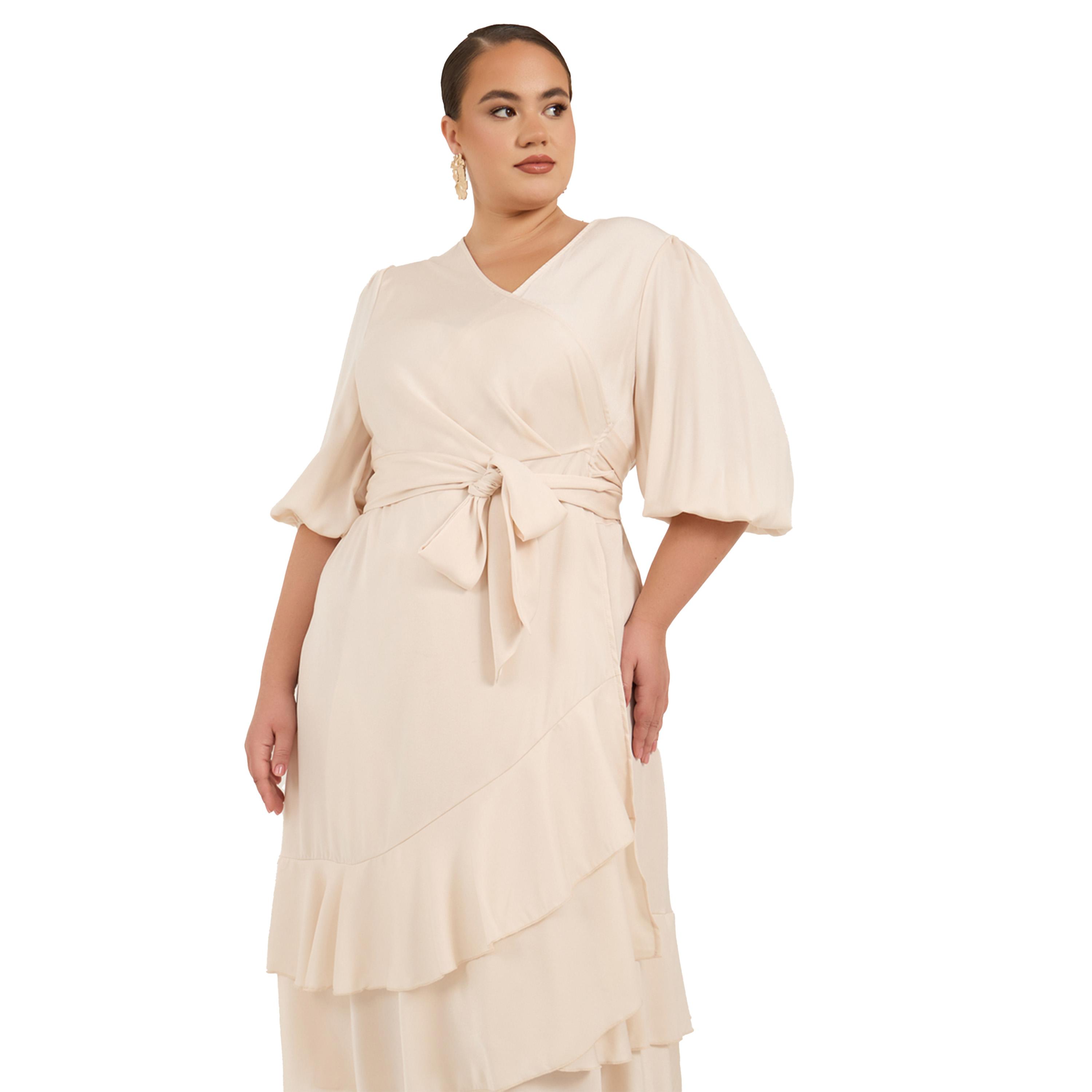 Styli Plus Size Balloon Sleeve Wrap Midi Dress-women-clothing-dresses-image-3