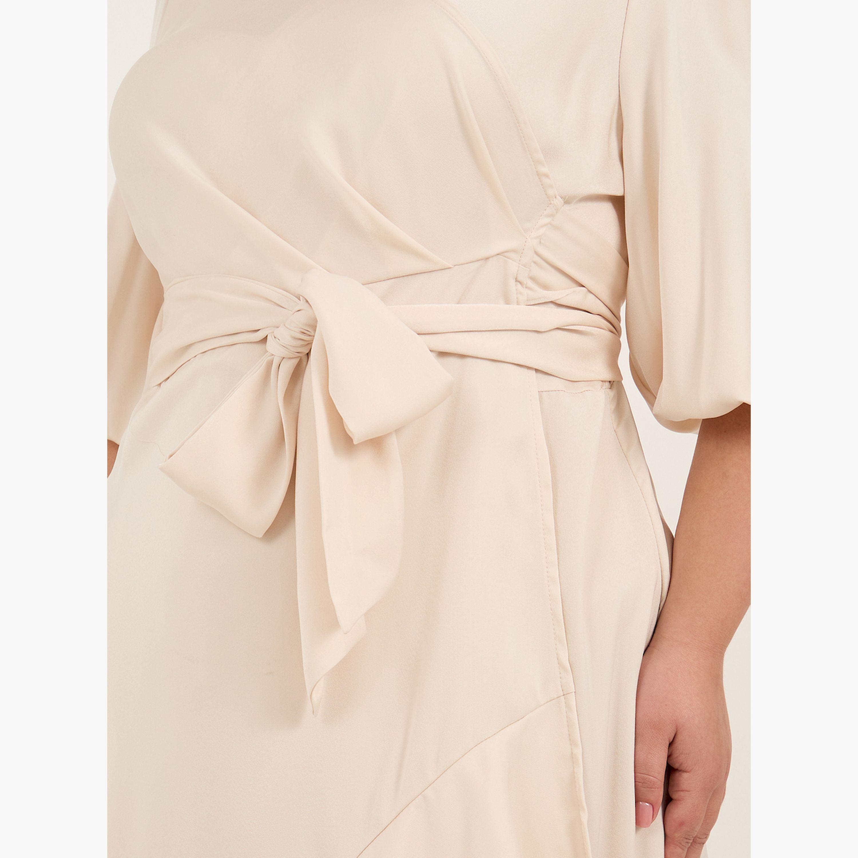 ستايلي - فستان ميدي بأكمام منفوخة ومقاس كبير-women-clothing-dresses-image-4