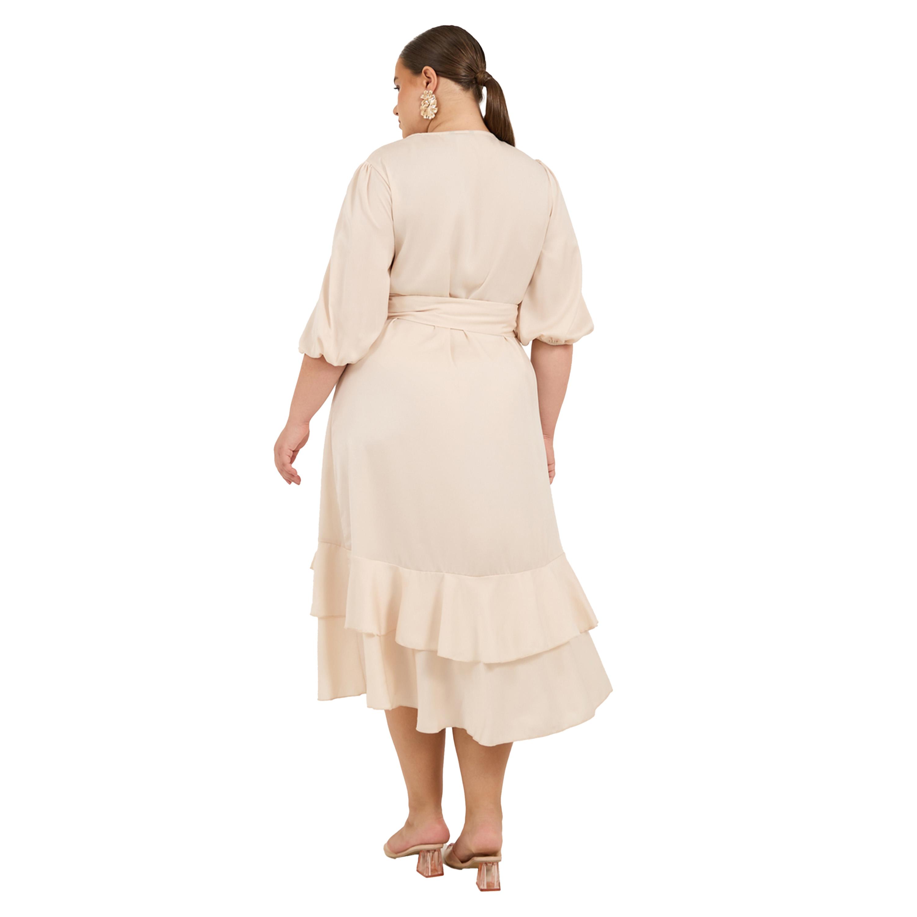 ستايلي - فستان ميدي بأكمام منفوخة ومقاس كبير-women-clothing-dresses-image-5