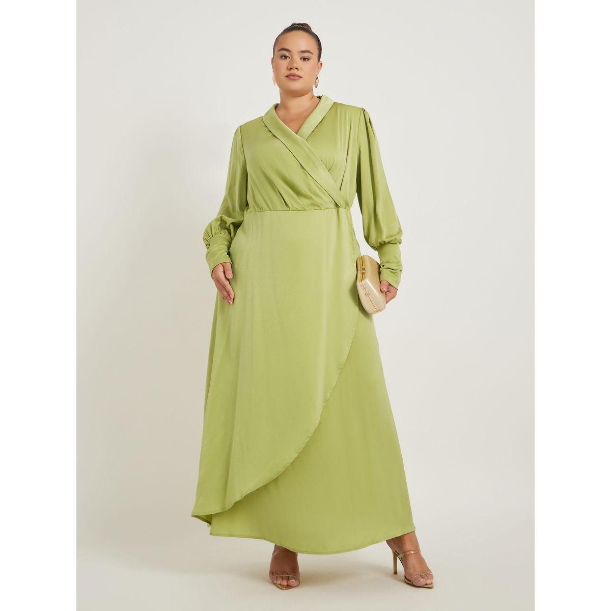 فستان طويل بنمط لف ومقاس كبير مع أكمام طويلة-women-clothing-dresses-image-1