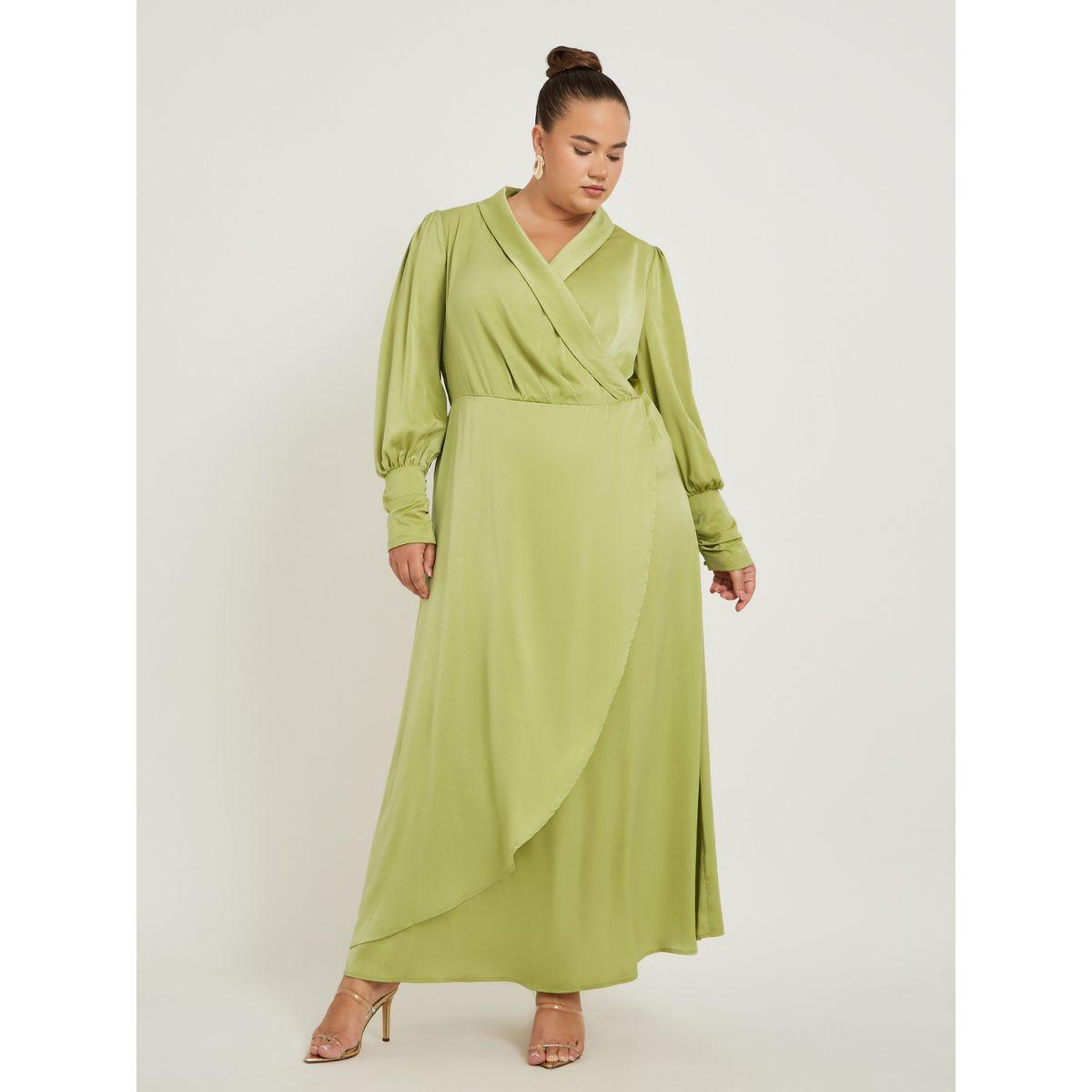 فستان طويل بنمط لف ومقاس كبير مع أكمام طويلة-women-clothing-dresses-image-2