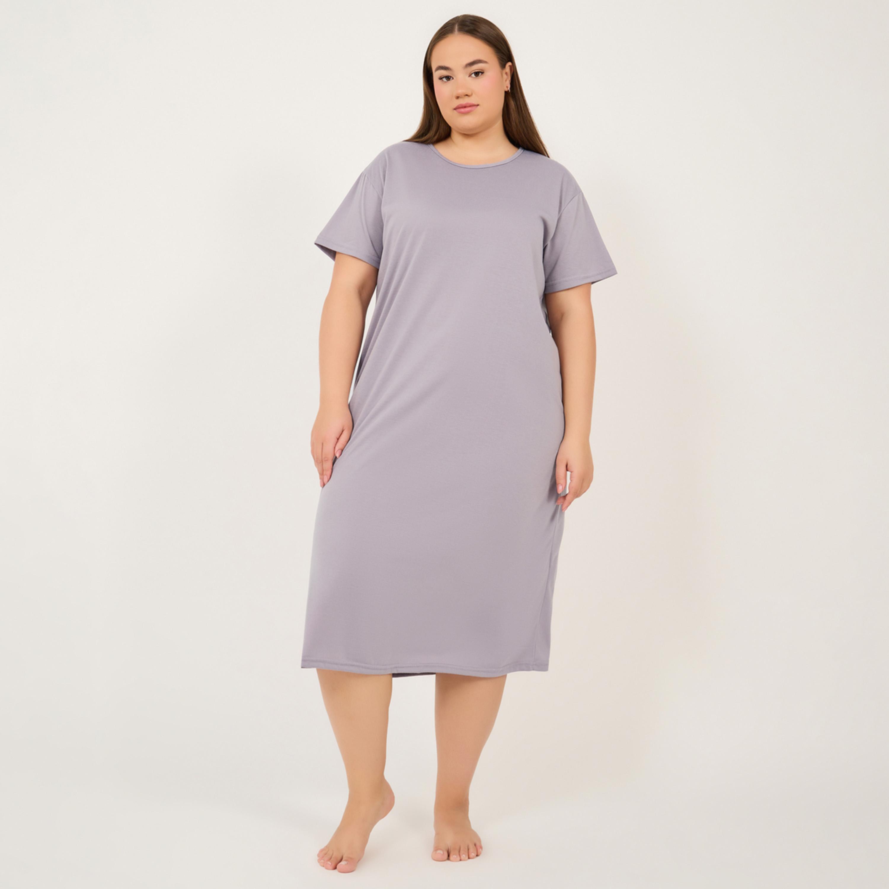 ستايلي - فستان نوم بمقاس كبير مع تفاصيل متقاطعة من الخلف-women-clothing-nightwear-nighties-image-1