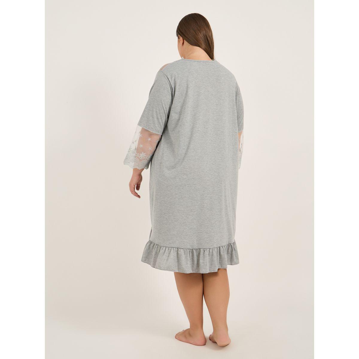 Styli Plus Size Lace Insert V Neck Nightdress-women-clothing-nightwear-nighties-image-4