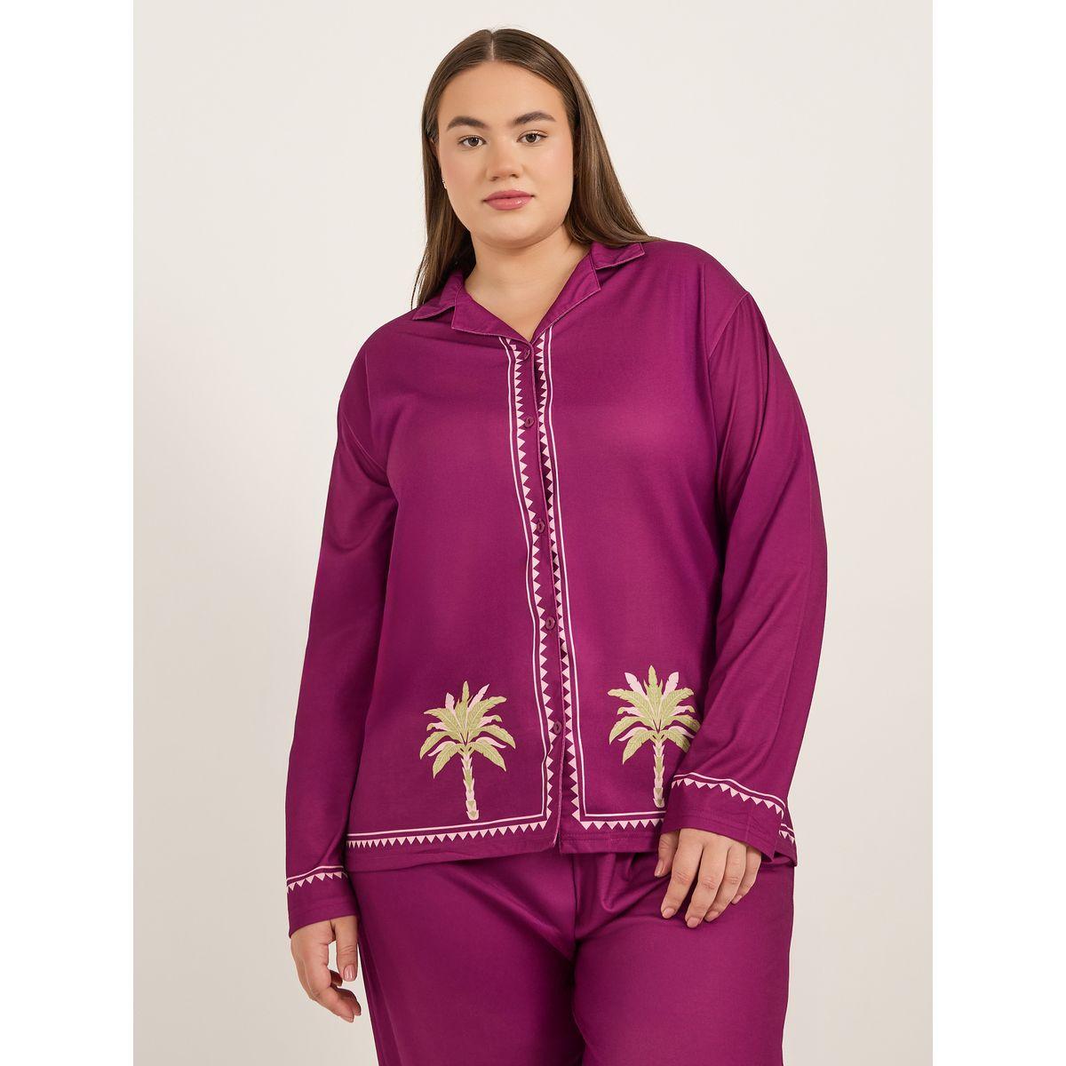طقم بيجاما بمقاس كبير من بنطال وبلوزة بأكمام طويلة-women-clothing-nightwear-pyjamas-longsets-image-2