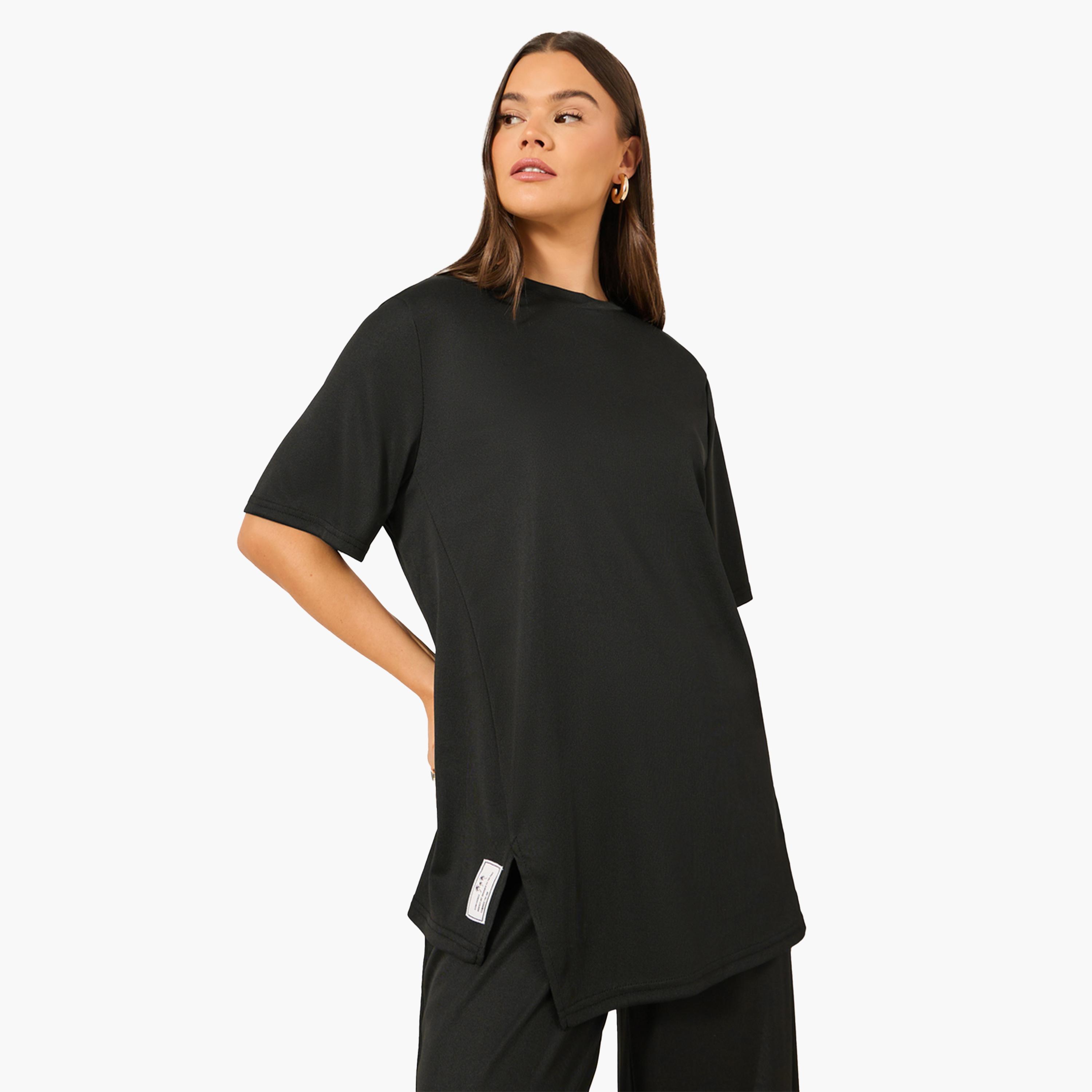 Styli Solid Oversized Top and Wide Leg Joggers Co-Ords-women-clothing-coordsets-image-3