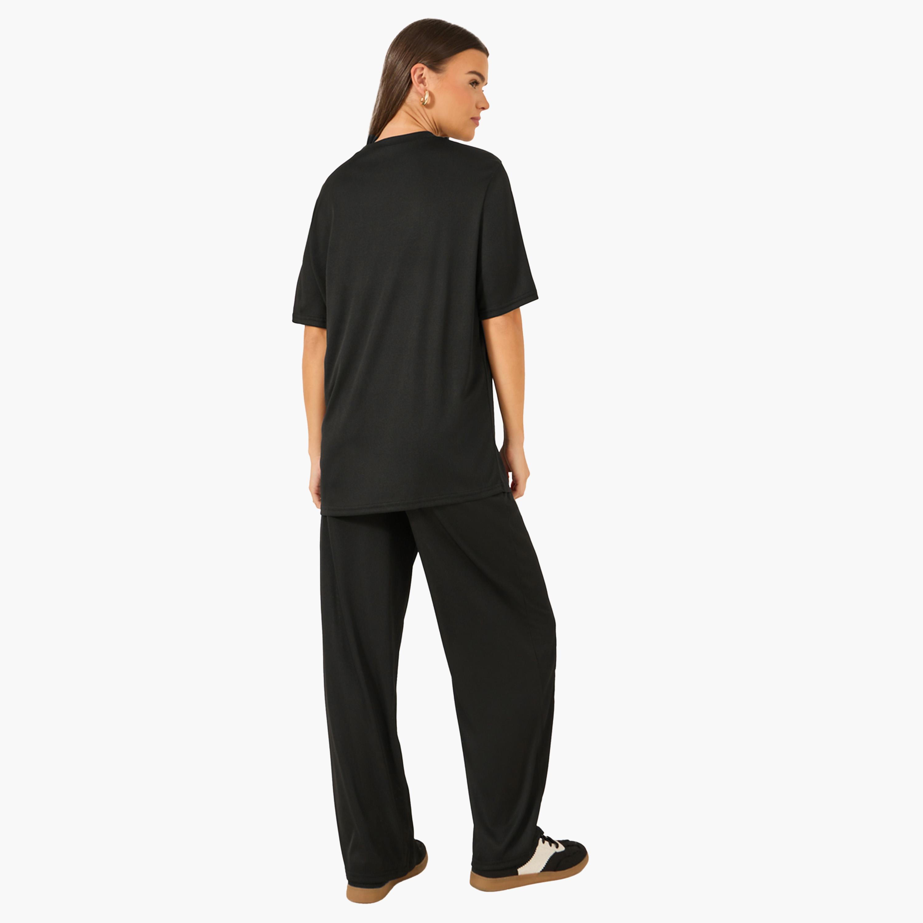 Styli Solid Oversized Top and Wide Leg Joggers Co-Ords-women-clothing-coordsets-image-6
