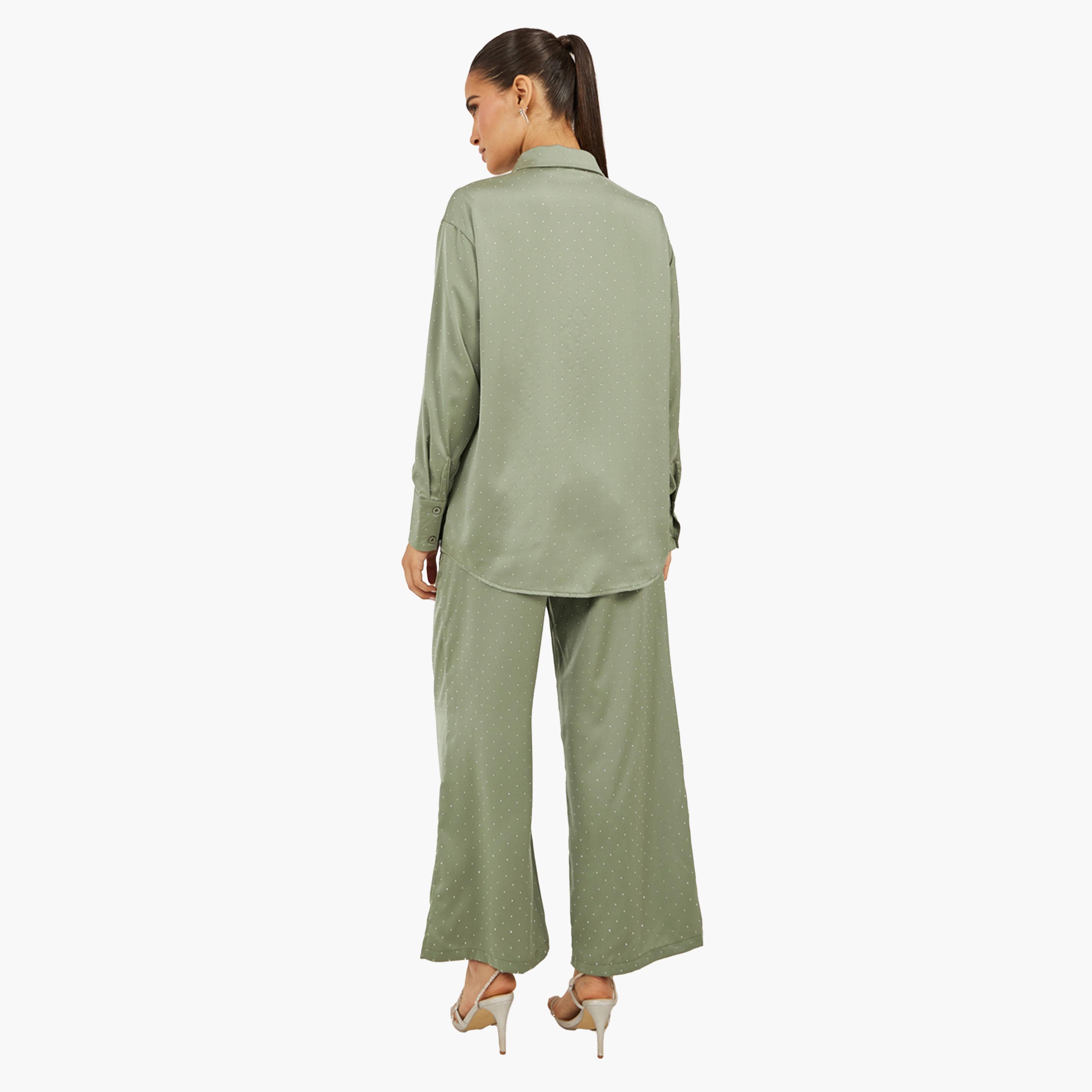 Styli Oversized Embellished Shirt and Wide Leg Pants Co-Ords-women-clothing-coordsets-image-7