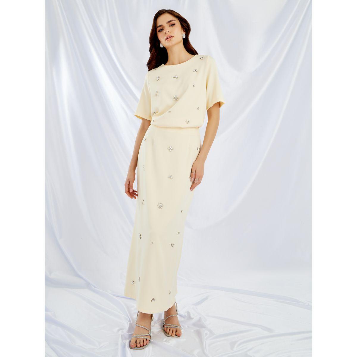 طقم منسق من تنورة وبلوزة بأكمام قصيرة-women-clothing-coordsets-image-1