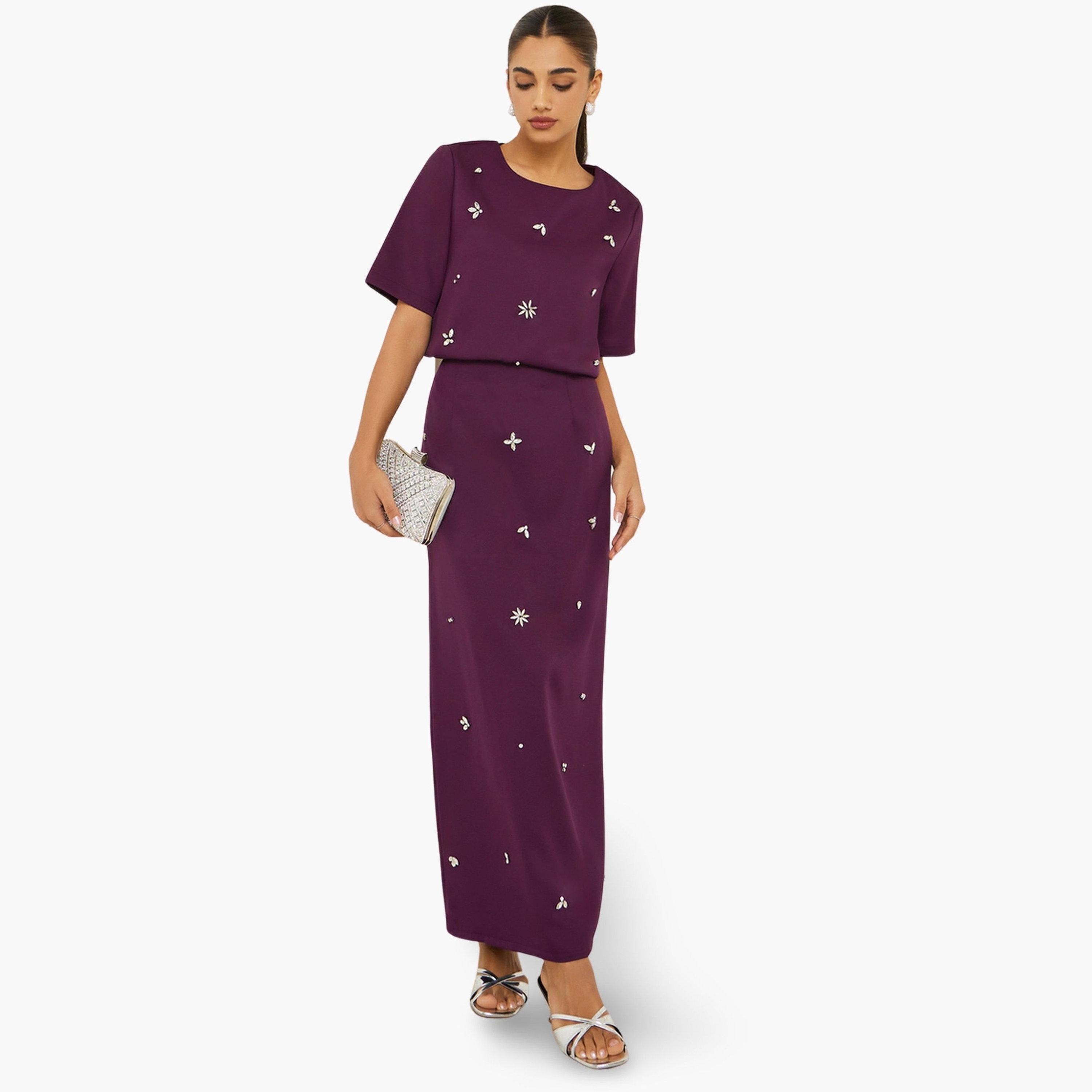 طقم منسق من تنورة وبلوزة منمقة-women-clothing-coordsets-image-1