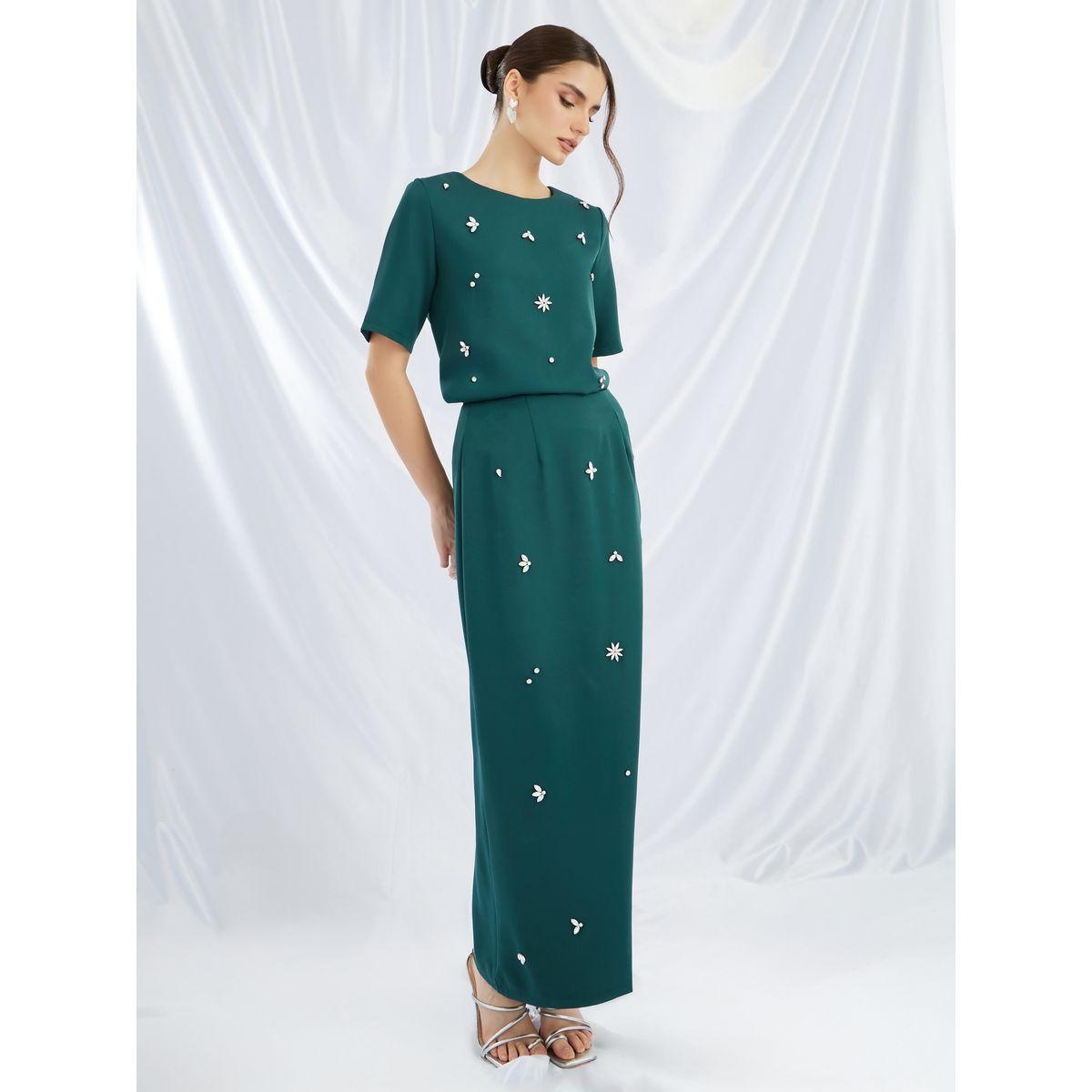 طقم منسق من تنورة وبلوزة بأكمام قصيرة-women-clothing-coordsets-image-1