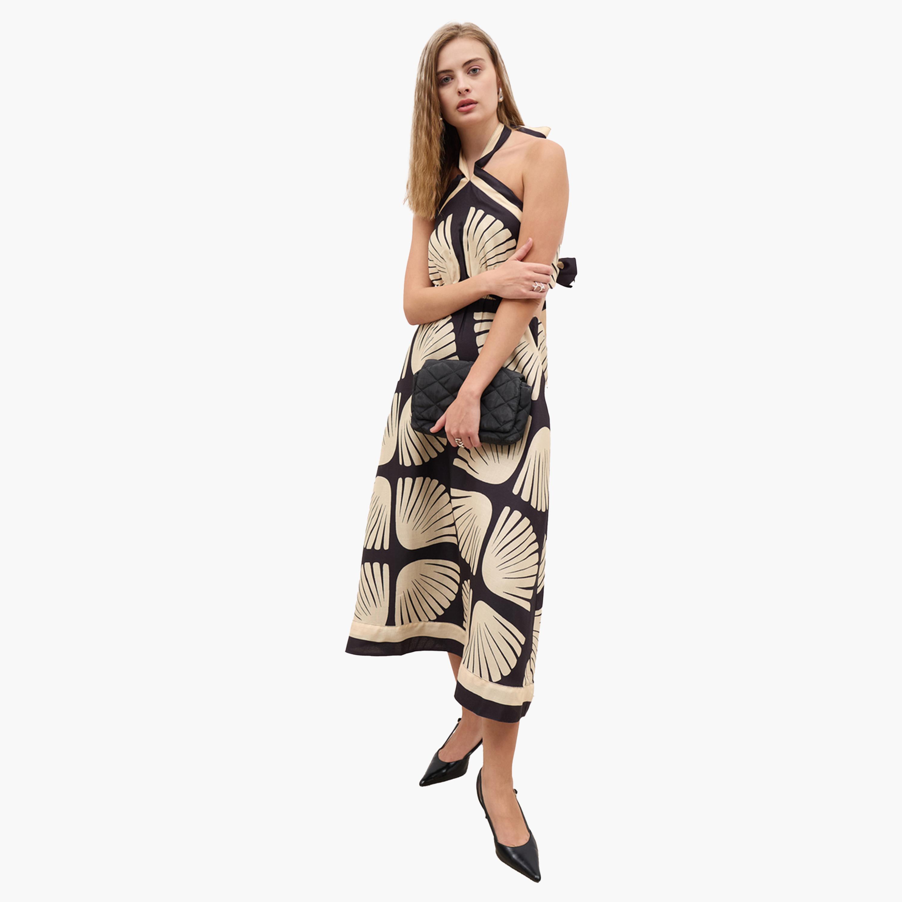 Styli All-Over Print Halter Neck A-Line Midi Dress-women-clothing-dresses-image-1