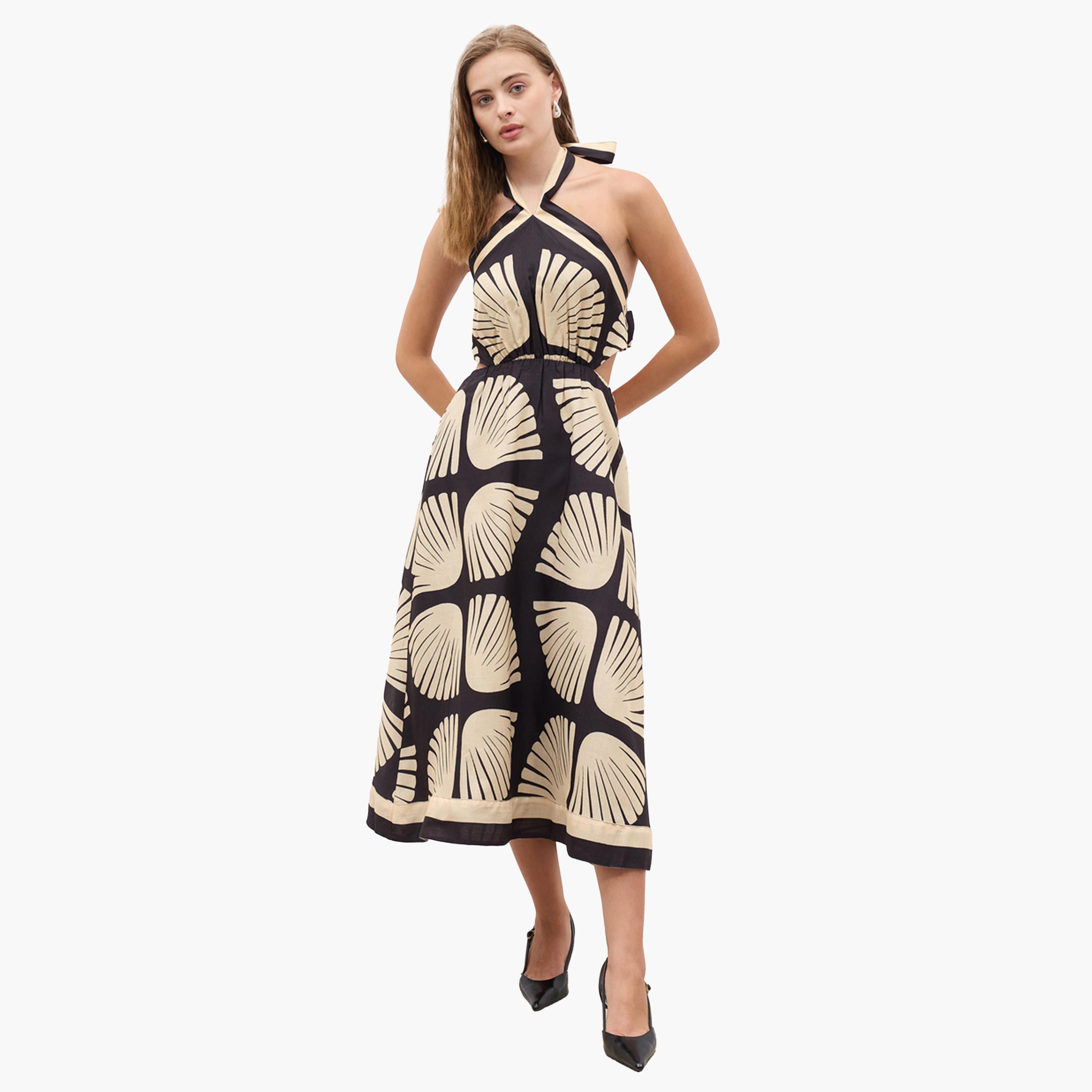 Styli All-Over Print Halter Neck A-Line Midi Dress-women-clothing-dresses-image-2
