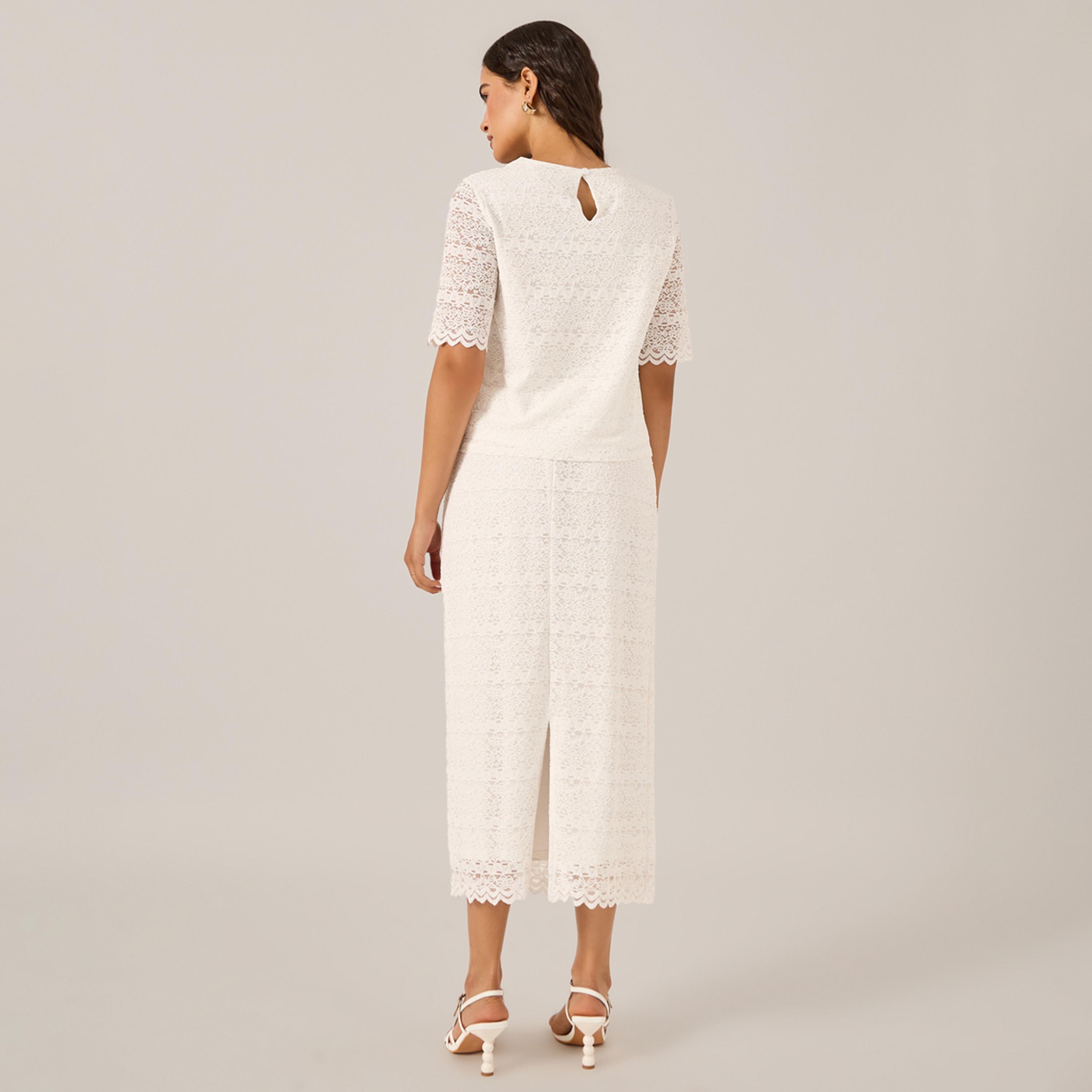 ستايلي - طقم تنورة وقميص دانتيل بحافة صدفية-women-clothing-coordsets-image-5