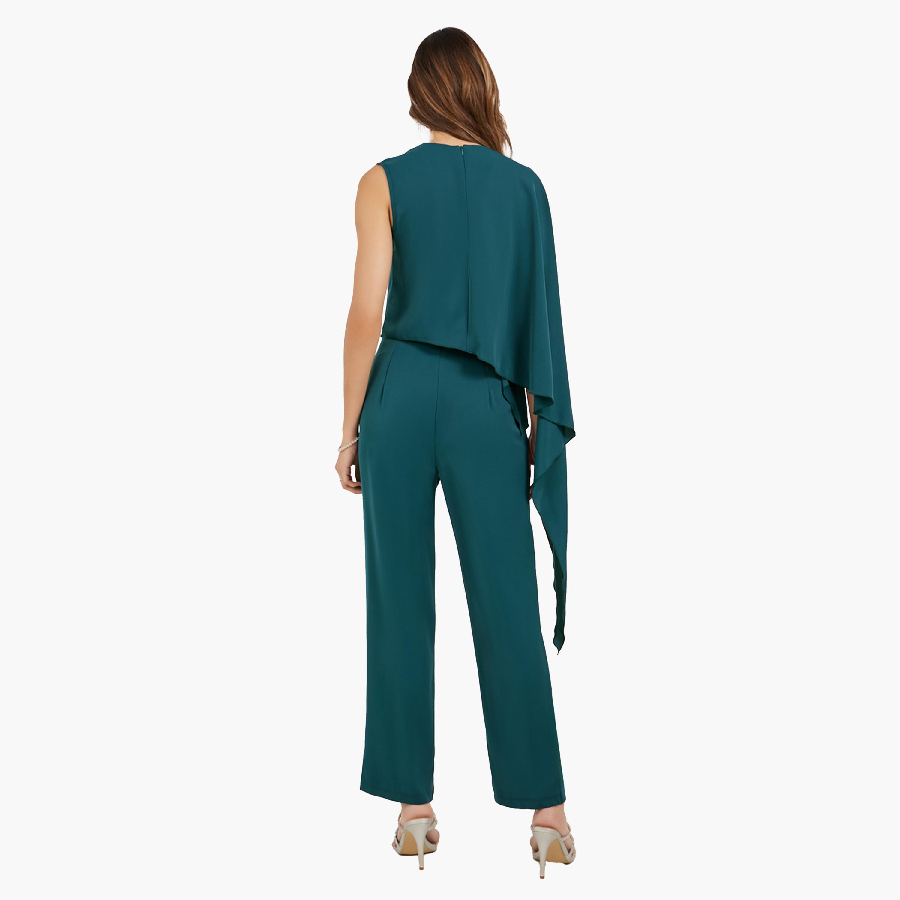 ستايلي - طقم قميص بكم كيب واحد ورقبة دائرية مع بنطال-women-clothing-coordsets-image-4