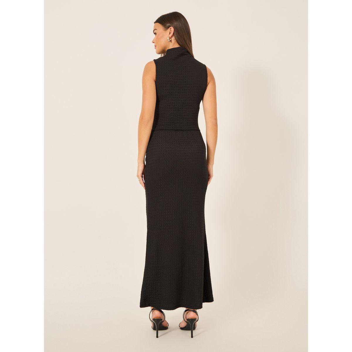 طقم منسق من تنورة وبلوزة بلا أكمام بياقة عالية-women-clothing-coordsets-image-5