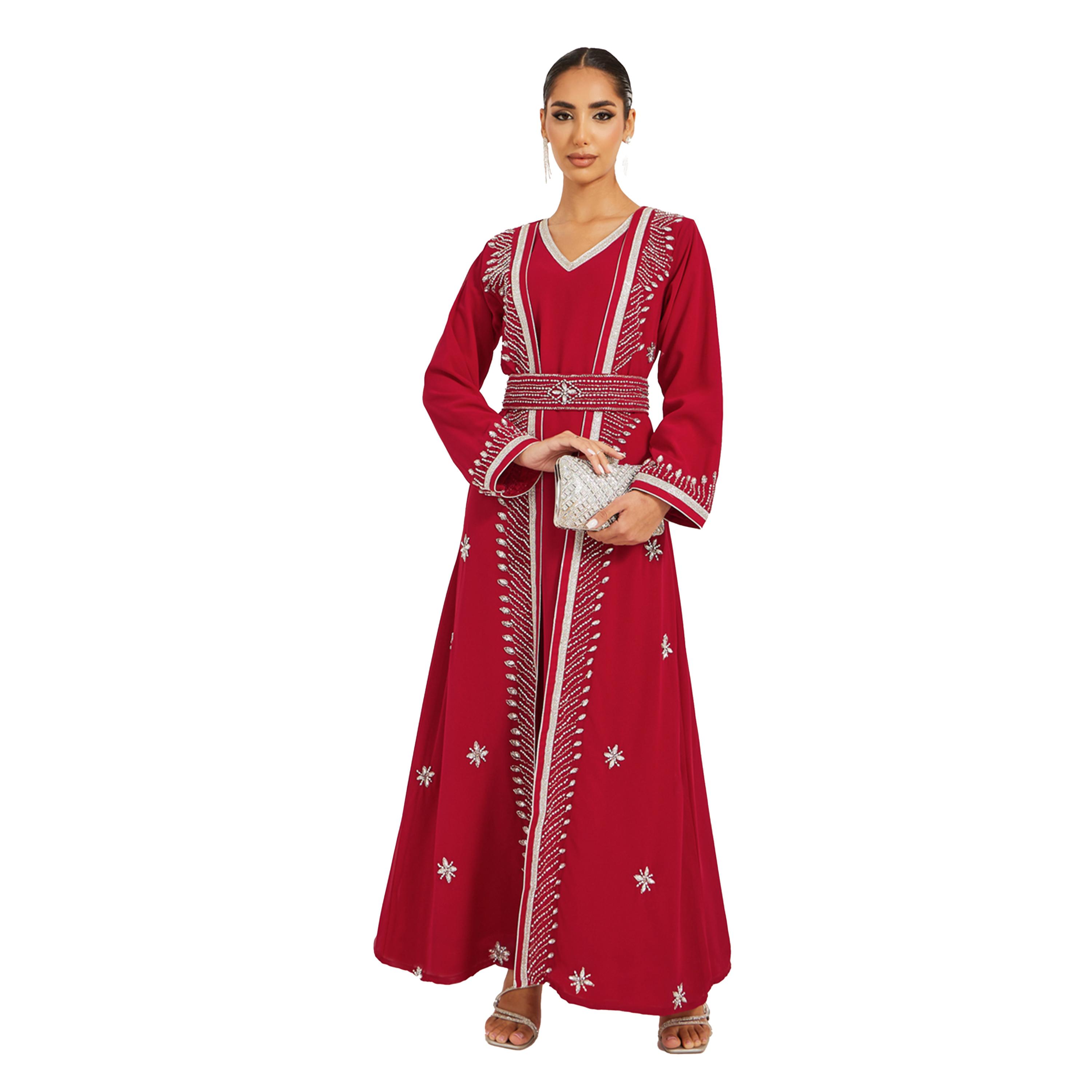 Maxim Creation X Styli Embroidered Belted Detail Jalabiya-women-arabicclothing-jalabiyas-image-1