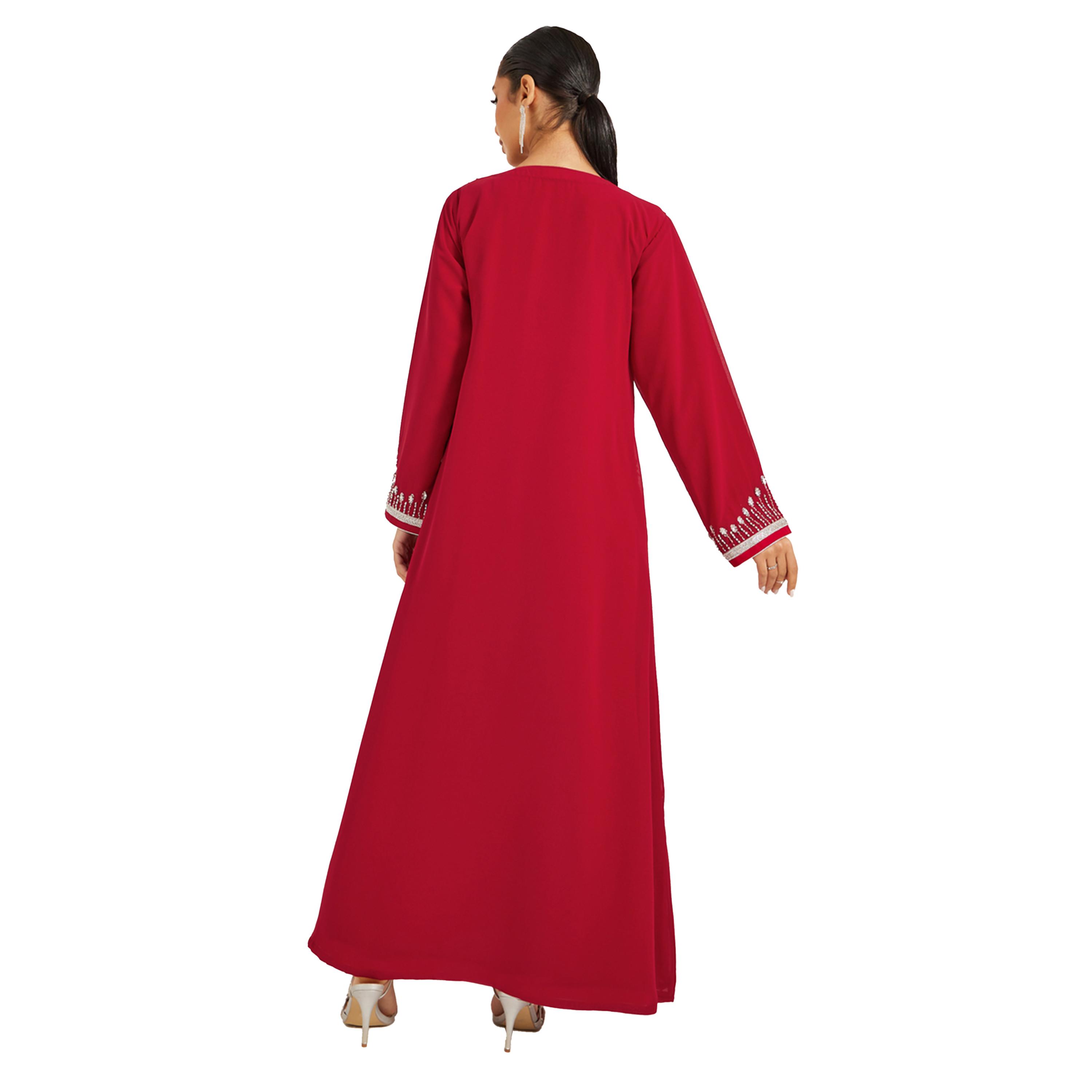 Maxim Creation X Styli Embroidered Belted Detail Jalabiya-women-arabicclothing-jalabiyas-image-6