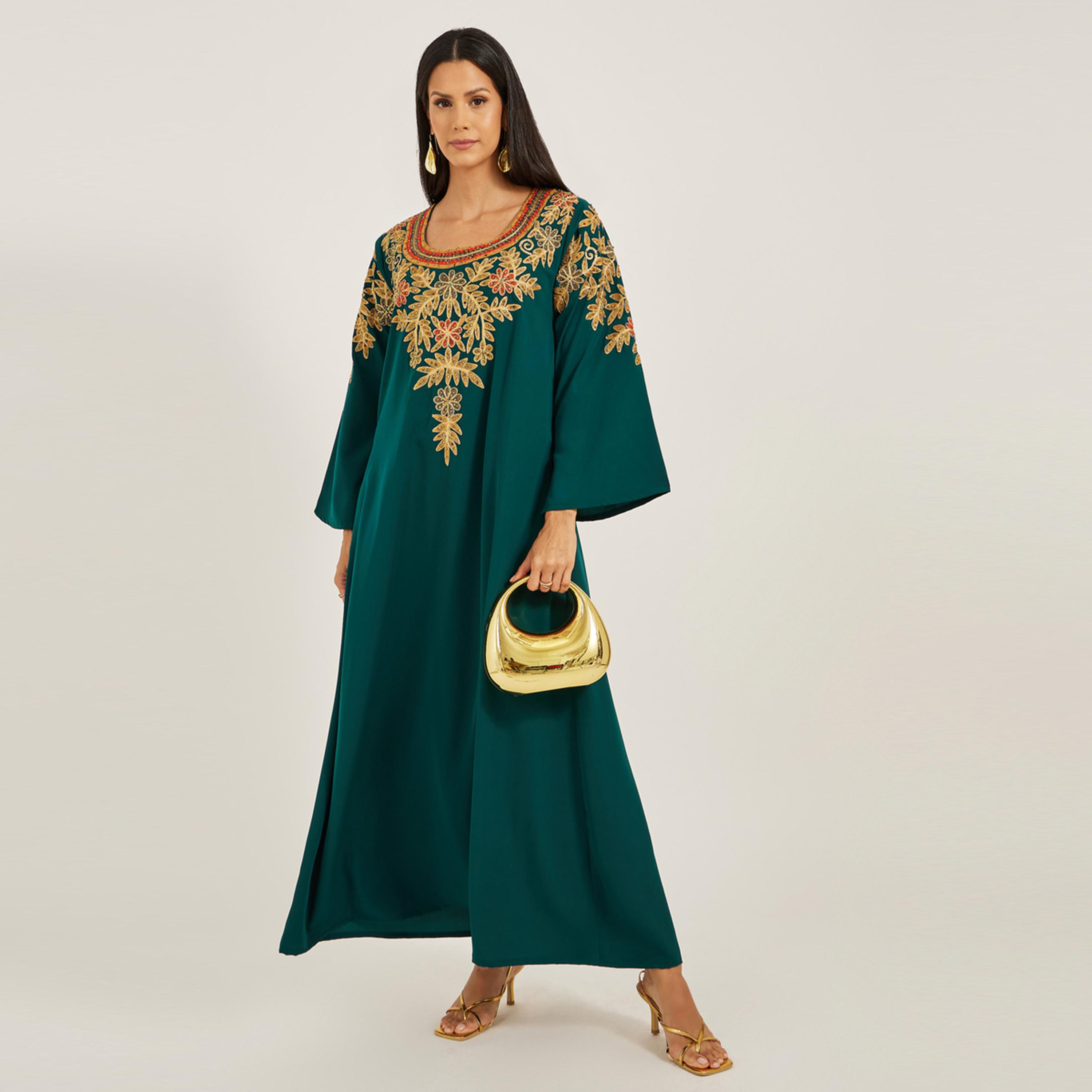 ماكسيم كرييشن × ستايلي - جلابية متعددة الألوان مطرزة للسهرات والحفلات-women-arabicclothing-jalabiyas-image-2