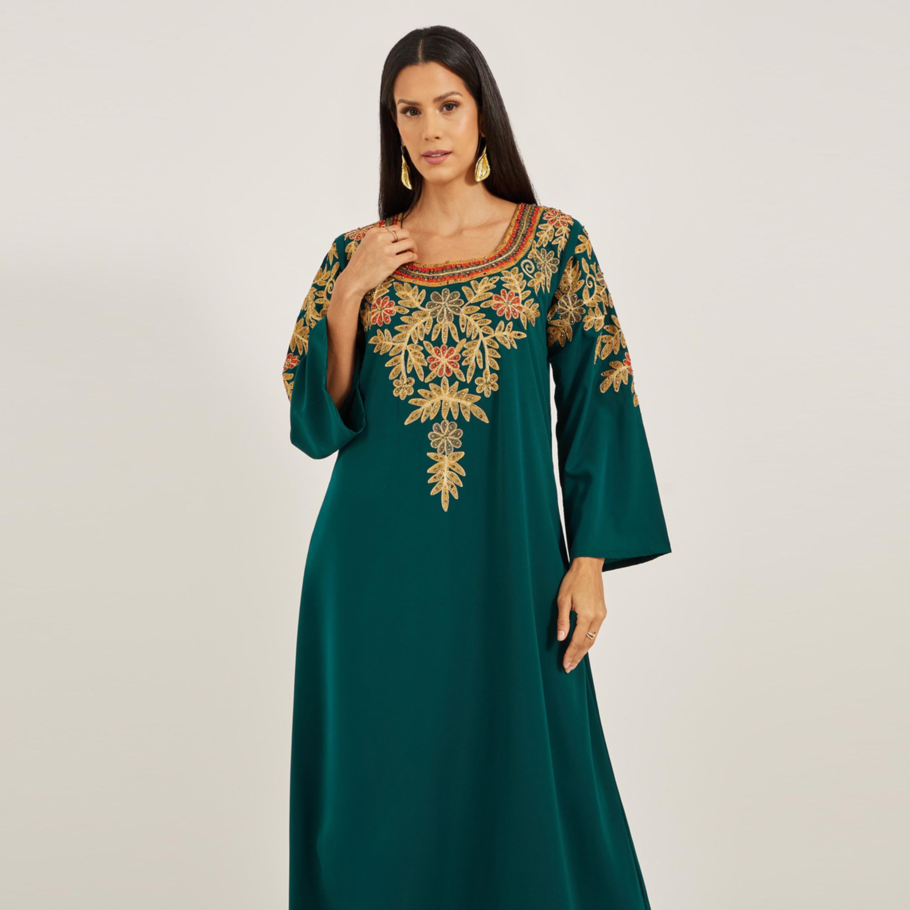 Maxim Creation X Styli Multi-Color Embroidery Jalabiya For Evening And Party Wear-women-arabicclothing-jalabiyas-image-3
