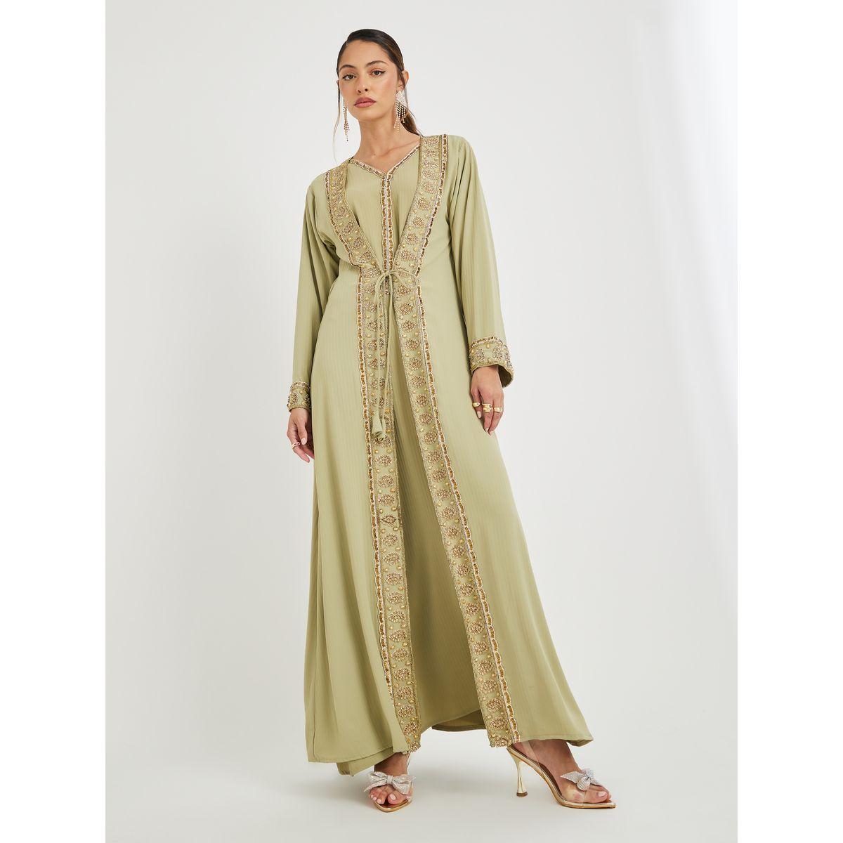 Maxim Creation Hand Embroidered V Neck Layered Jalabiya-women-arabicclothing-jalabiyas-image-2