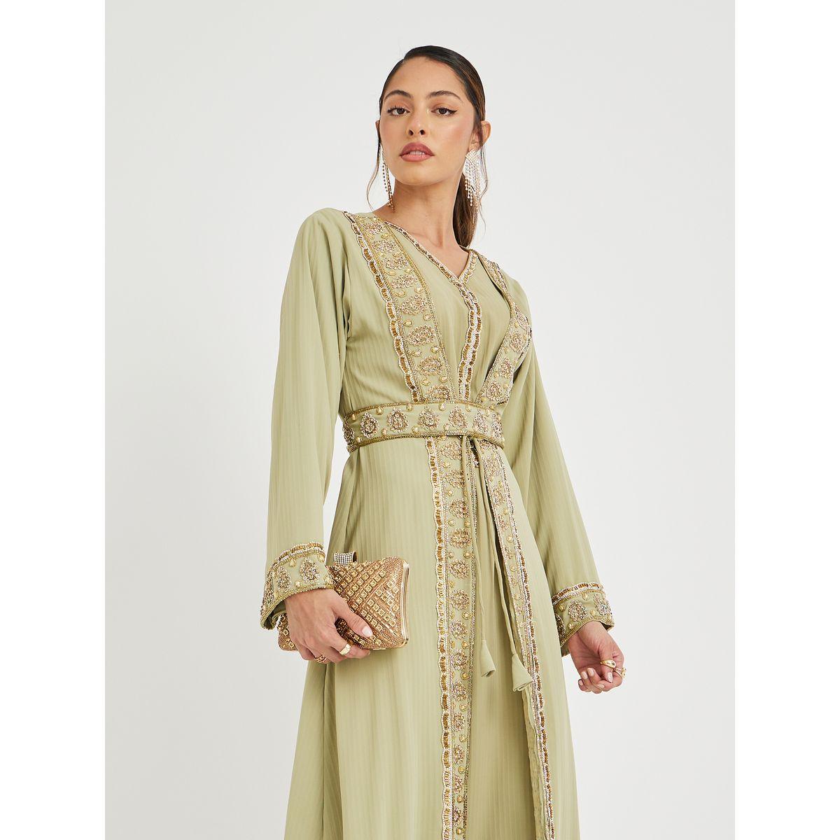 Maxim Creation Hand Embroidered V Neck Layered Jalabiya-women-arabicclothing-jalabiyas-image-3