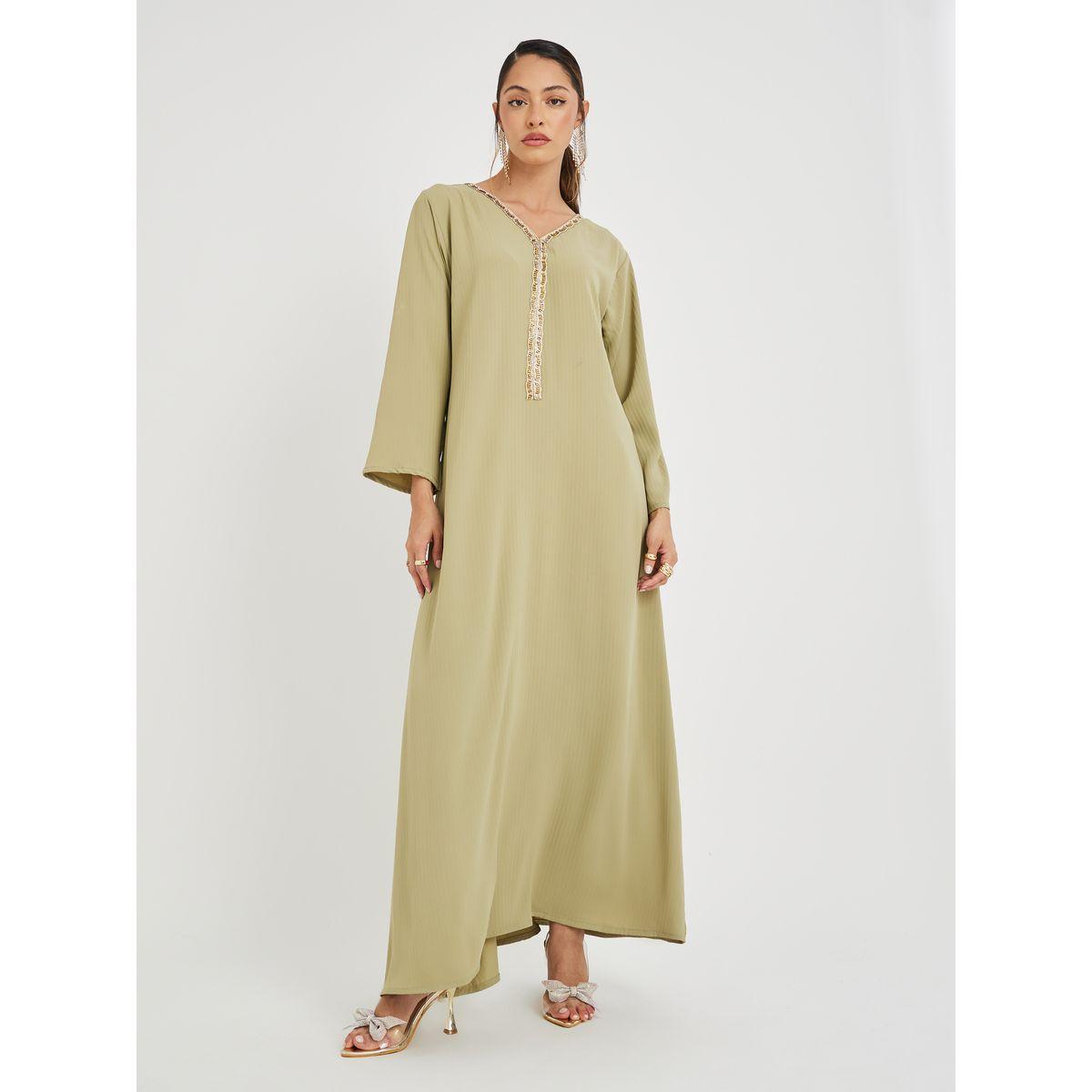 Maxim Creation Hand Embroidered V Neck Layered Jalabiya-women-arabicclothing-jalabiyas-image-5