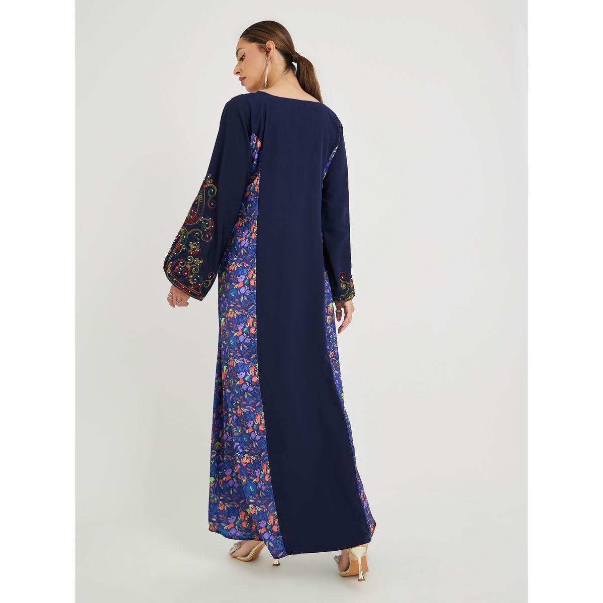Maxim Creation Floral Print Panelled Jalabiya with Embroidery-women-arabicclothing-jalabiyas-image-4