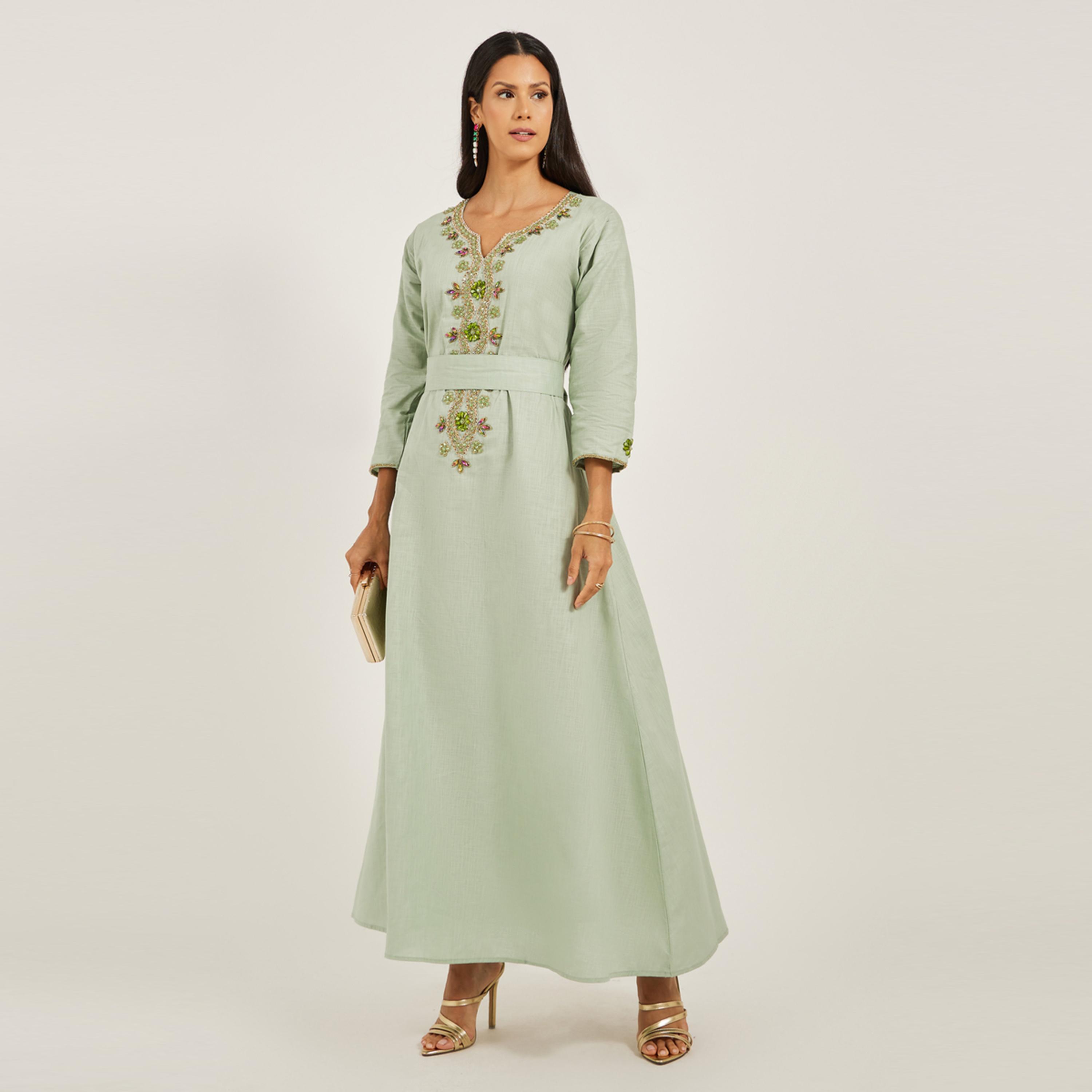 ماكسيم كرييشن × ستايلي - جلابية متعددة الألوان مطرزة للسهرات والحفلات-women-arabicclothing-jalabiyas-image-1