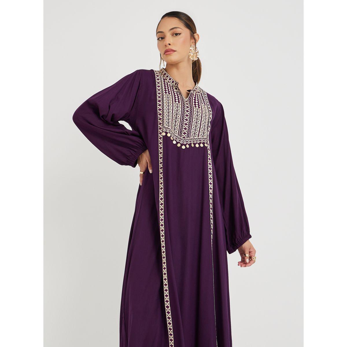 جلابية بتفاصيل مُطرّزة وزمزينة بالترتر-women-arabicclothing-jalabiyas-image-2