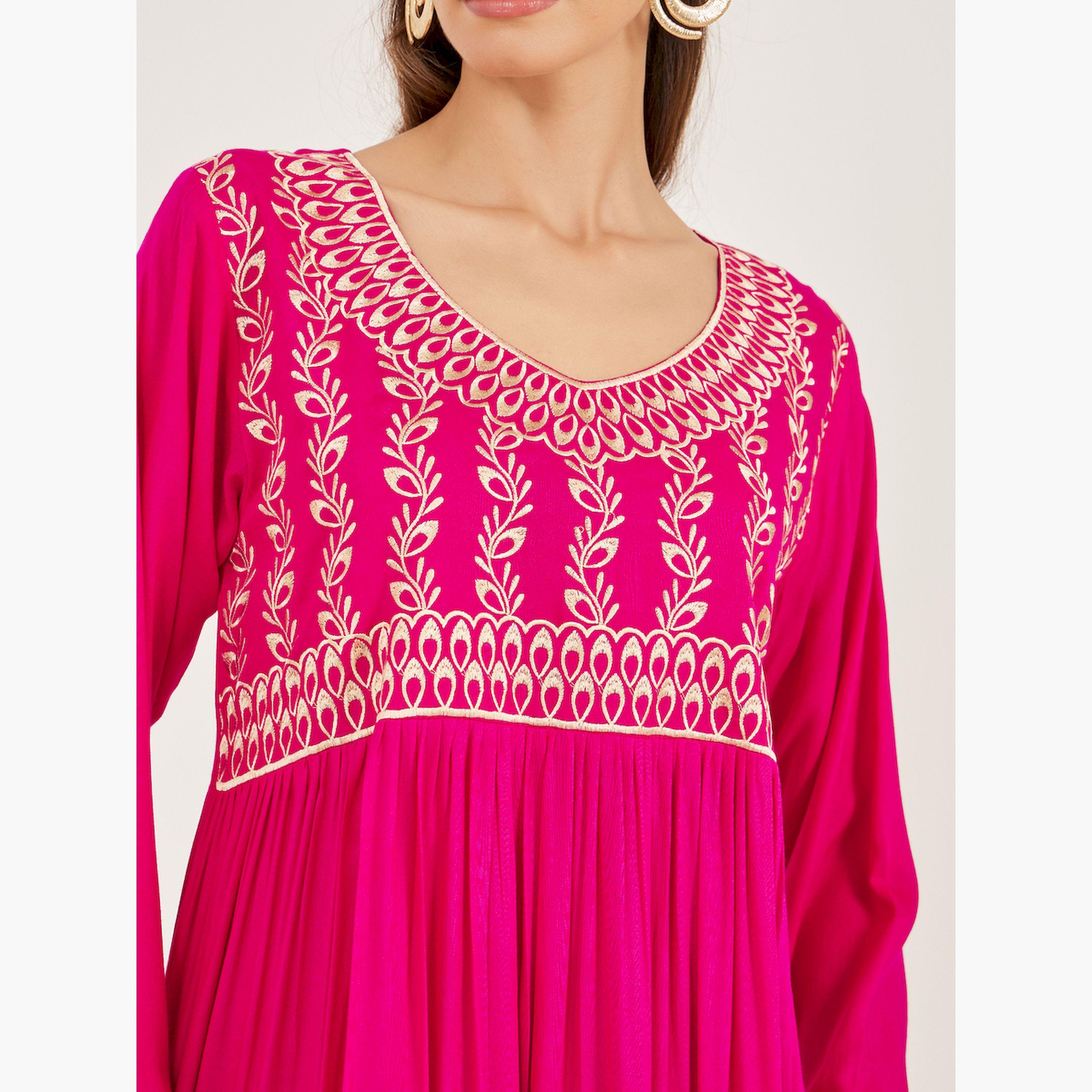 ماكسيم كرييشنز × ستايلي - جلابية ملونة ومطبوعة بياقة V-women-arabicclothing-jalabiyas-image-4