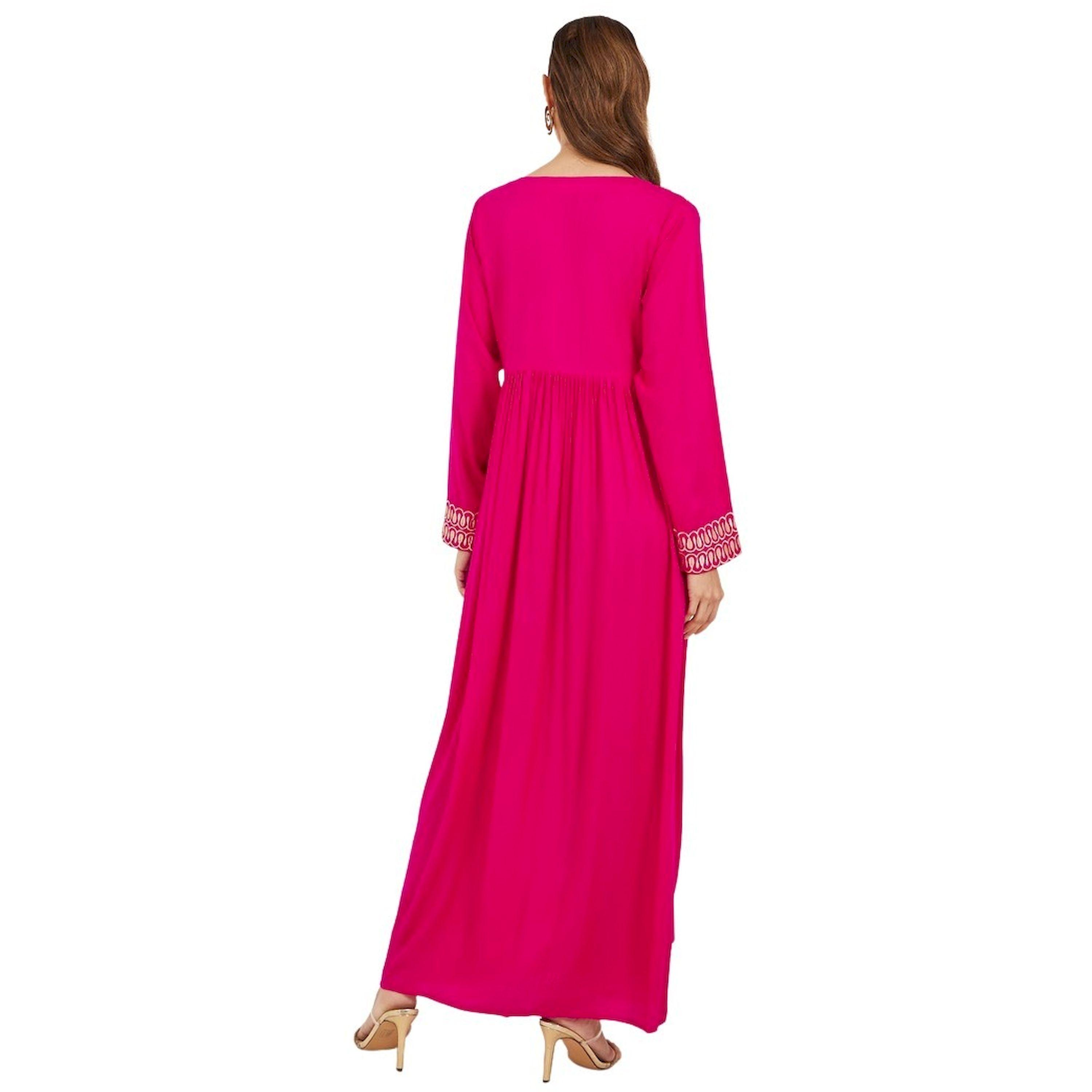Maxim Creation X Styli Block Printed V Neck Jalabiya-women-arabicclothing-jalabiyas-image-5