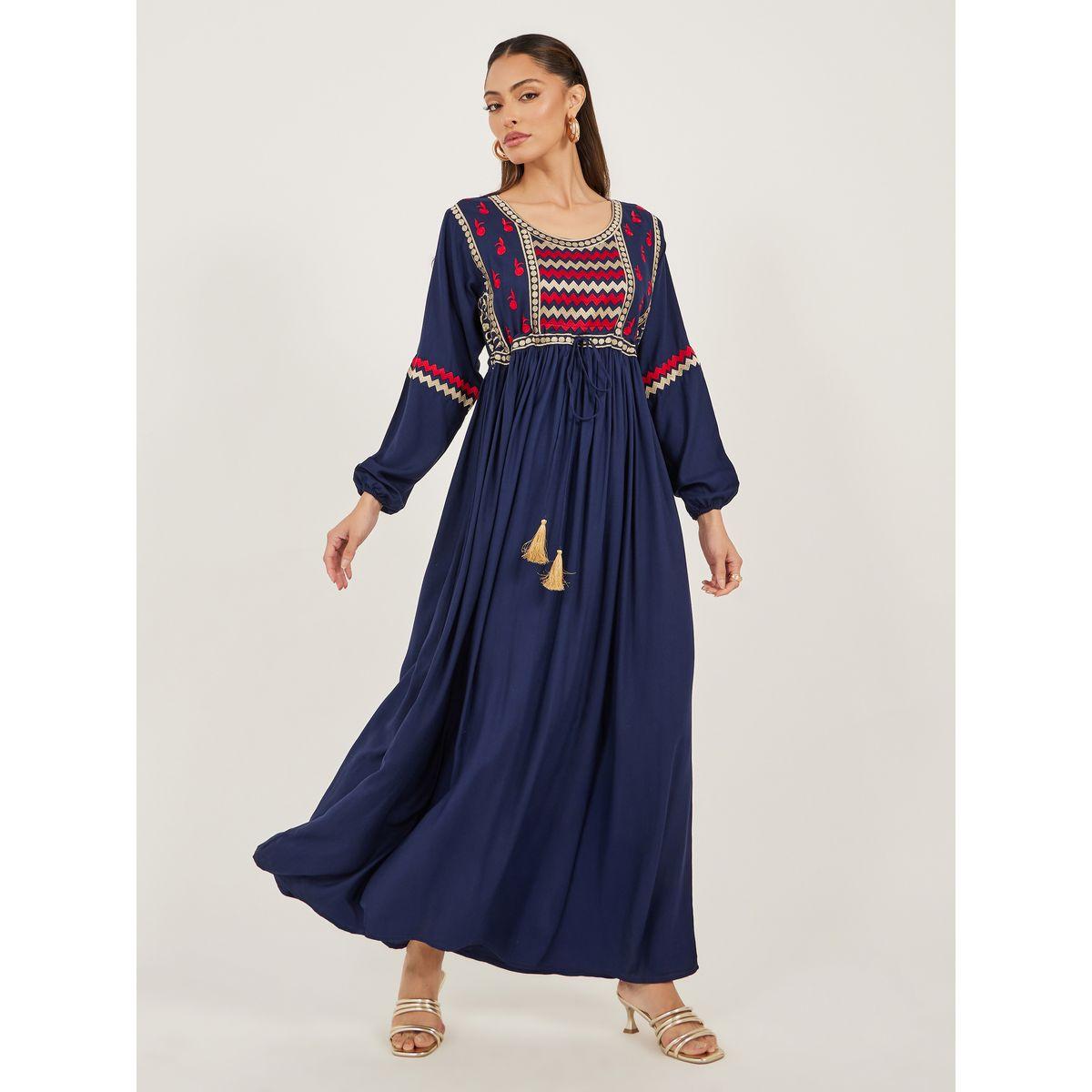Maxim Creation Women Navy Blue Maxi Embroidered Jalabiya-women-arabicclothing-jalabiyas-image-1