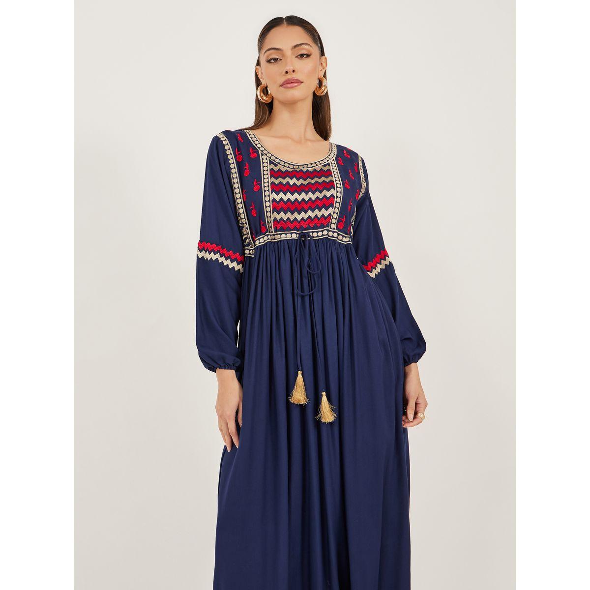 Maxim Creation Women Navy Blue Maxi Embroidered Jalabiya-women-arabicclothing-jalabiyas-image-3