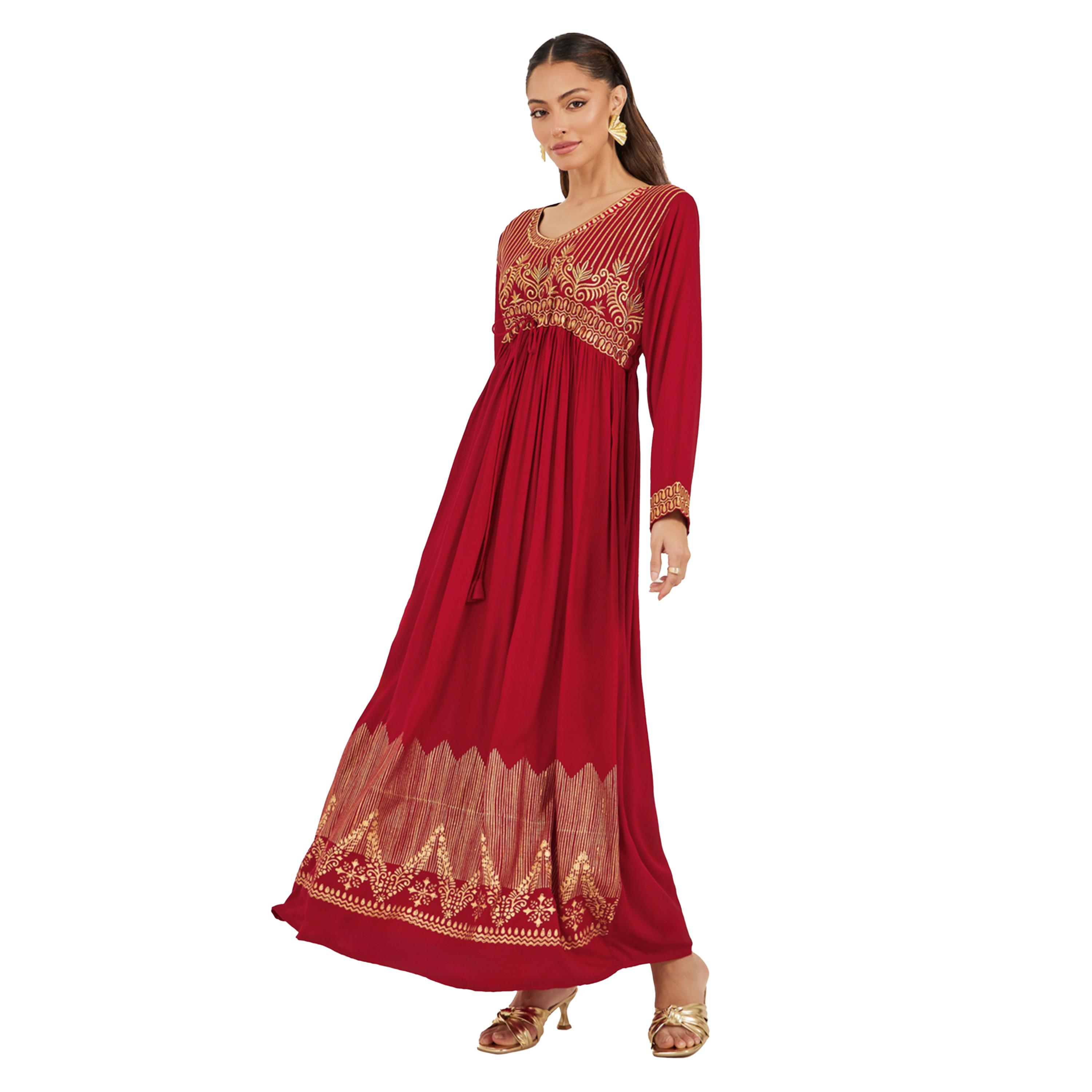 ماكسيم كرييشنز × ستايلي - جلابية ملونة ومطبوعة بياقة V-women-arabicclothing-jalabiyas-image-2