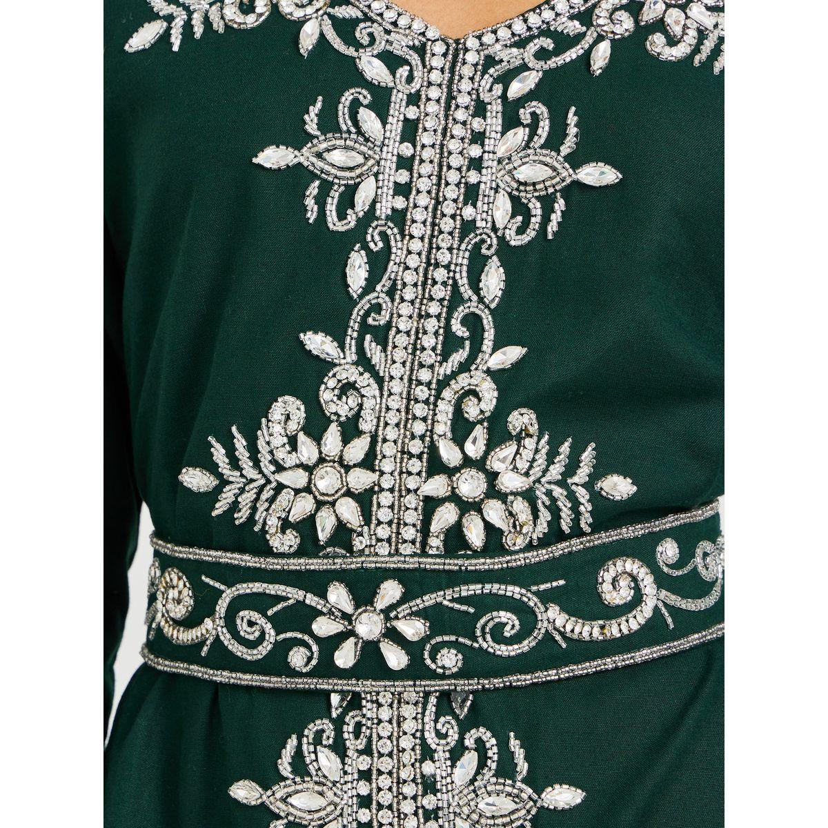 جلابية بتفاصيل مُطرّزة وحزام خصر-women-arabicclothing-jalabiyas-image-4