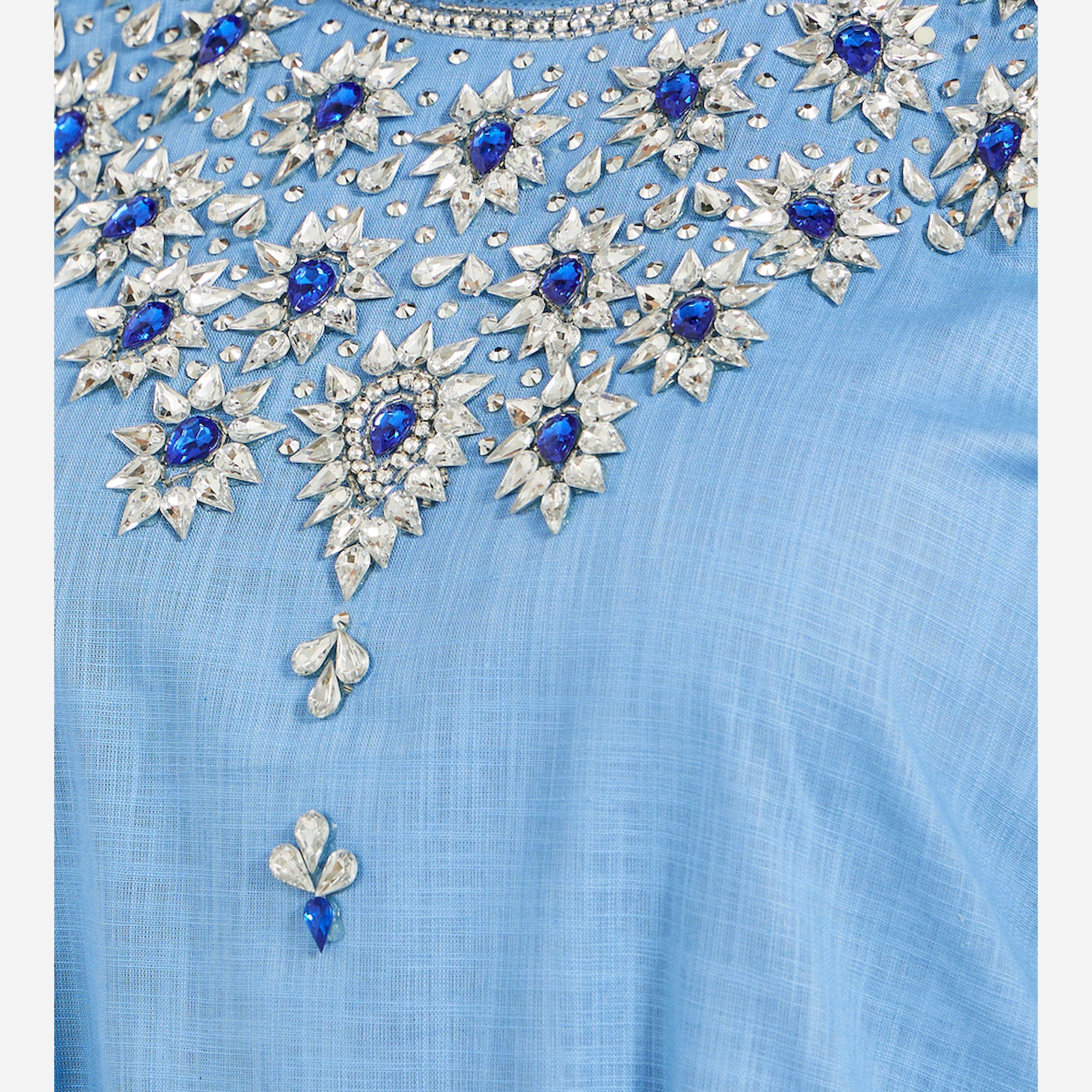 Maxim Creation X Styli Pure Linen Jalabiya With Silver Hand Embroidery-women-arabicclothing-jalabiyas-image-4