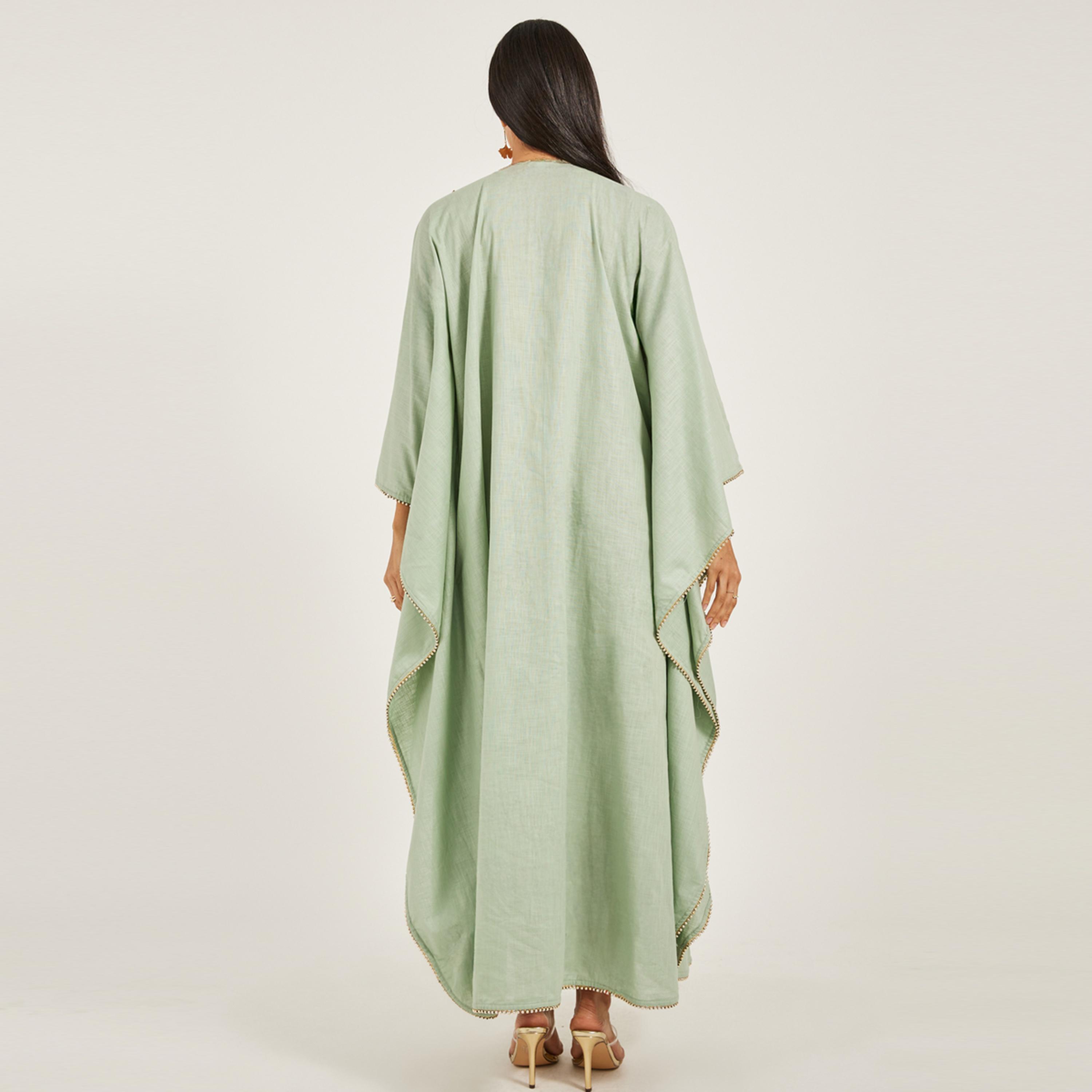 Maxim Creation X Styli Pure Linen Jalabiya With Silver Hand Embroidery-women-arabicclothing-jalabiyas-image-5