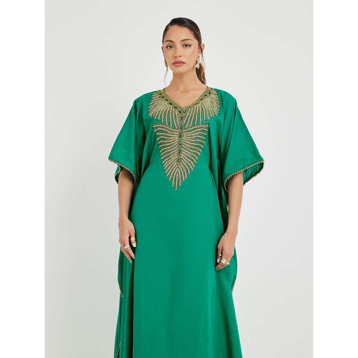 جلابية بتفاصيل مُطرّزة وأكمام قصيرة-women-arabicclothing-jalabiyas-image-2
