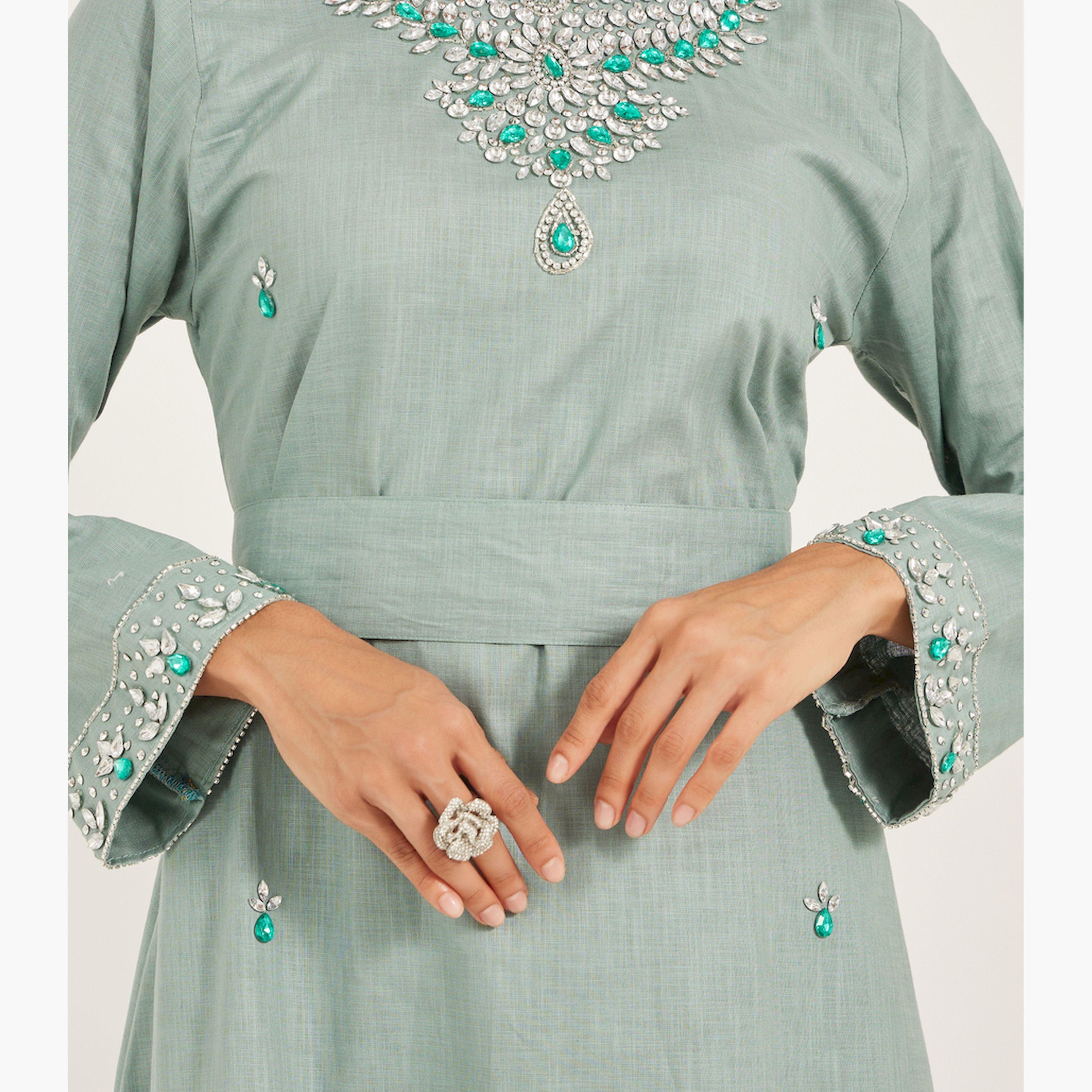 Maxim Creation X Styli All-over Crystal Hand embroidery Jalabiya-women-arabicclothing-jalabiyas-image-4