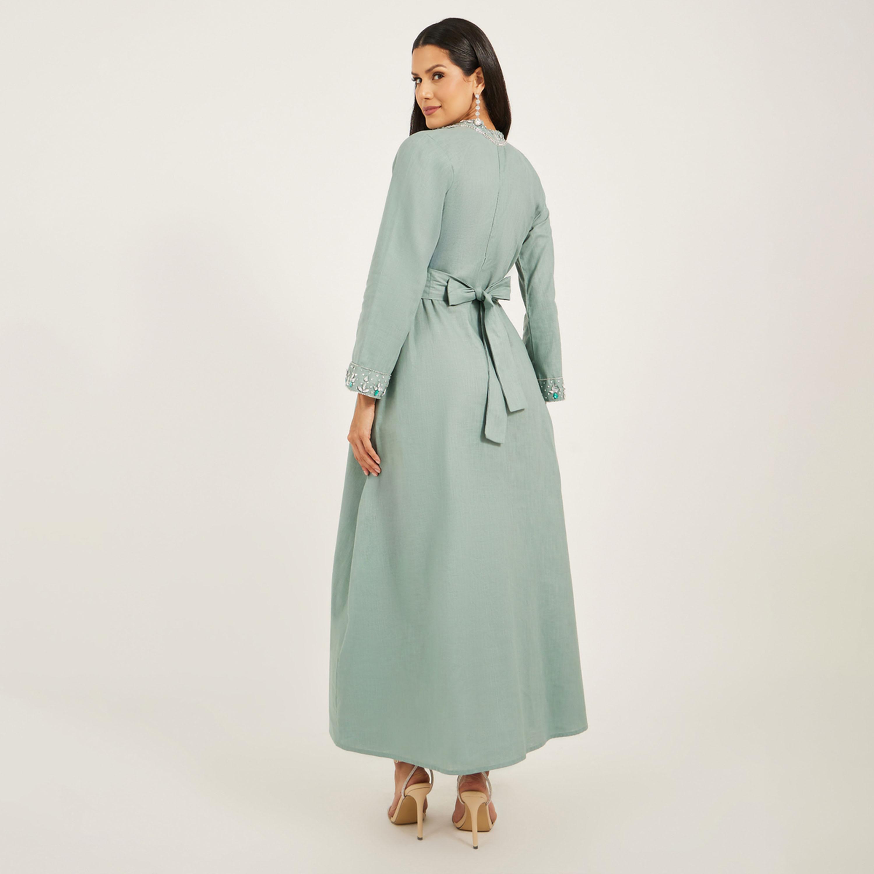 ماكسيم كريشن × ستايلي-  جلابية مطرزة يدوياً بالكريستال بالكامل-women-arabicclothing-jalabiyas-image-5
