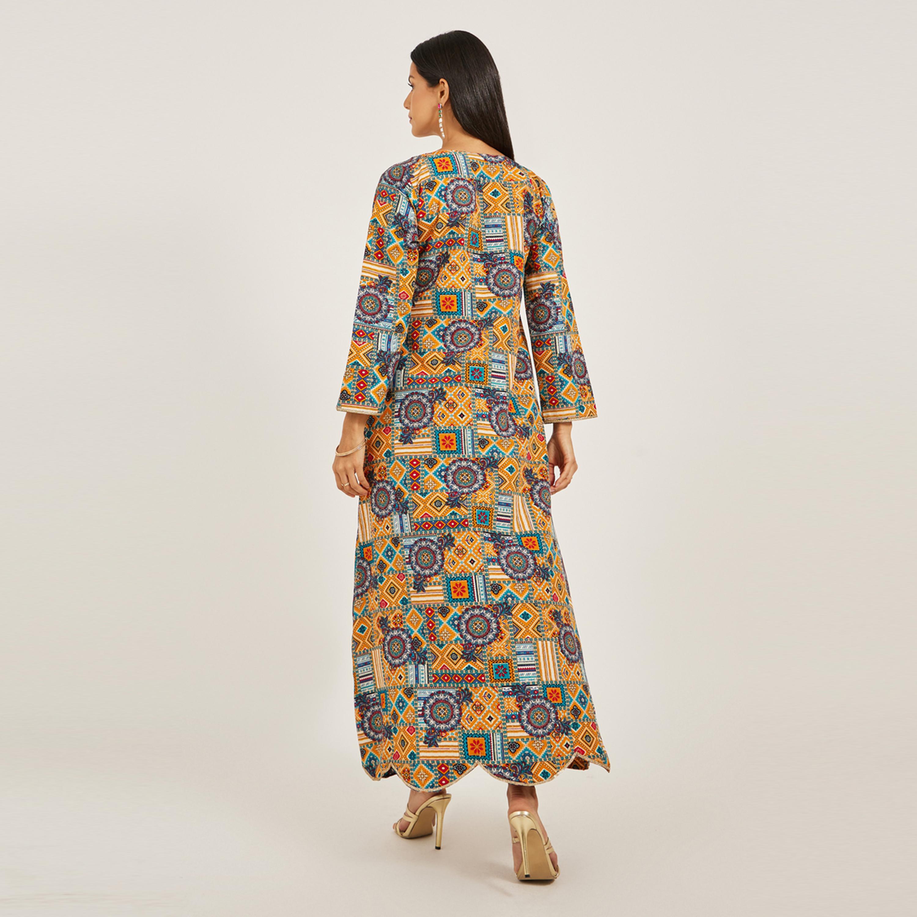 Maxim Creation X Styli Haute Couture Abstract Print Jalabiya-women-arabicclothing-jalabiyas-image-5